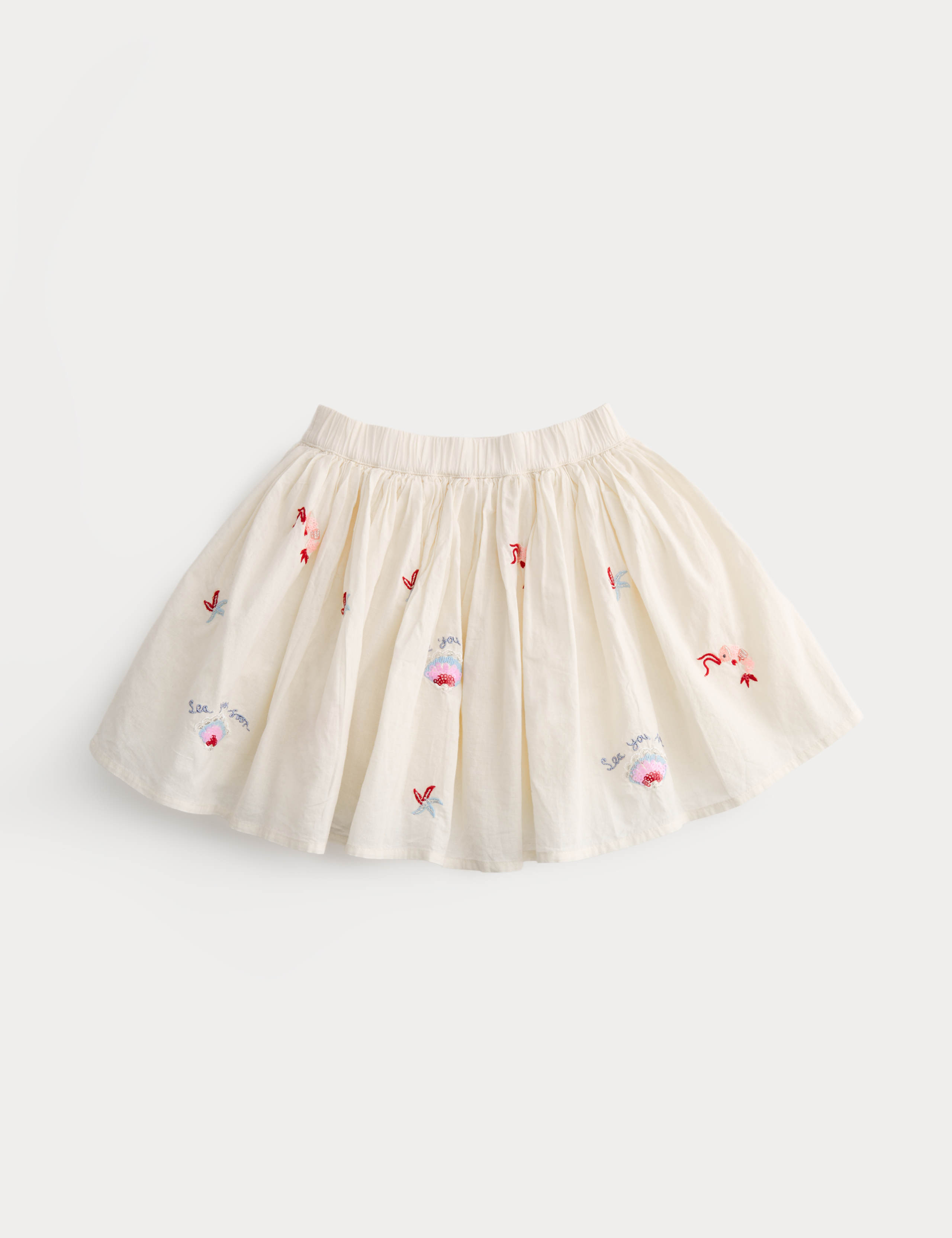 Cotton Rich Embroidered Mini Skirt (2-10 Yrs)