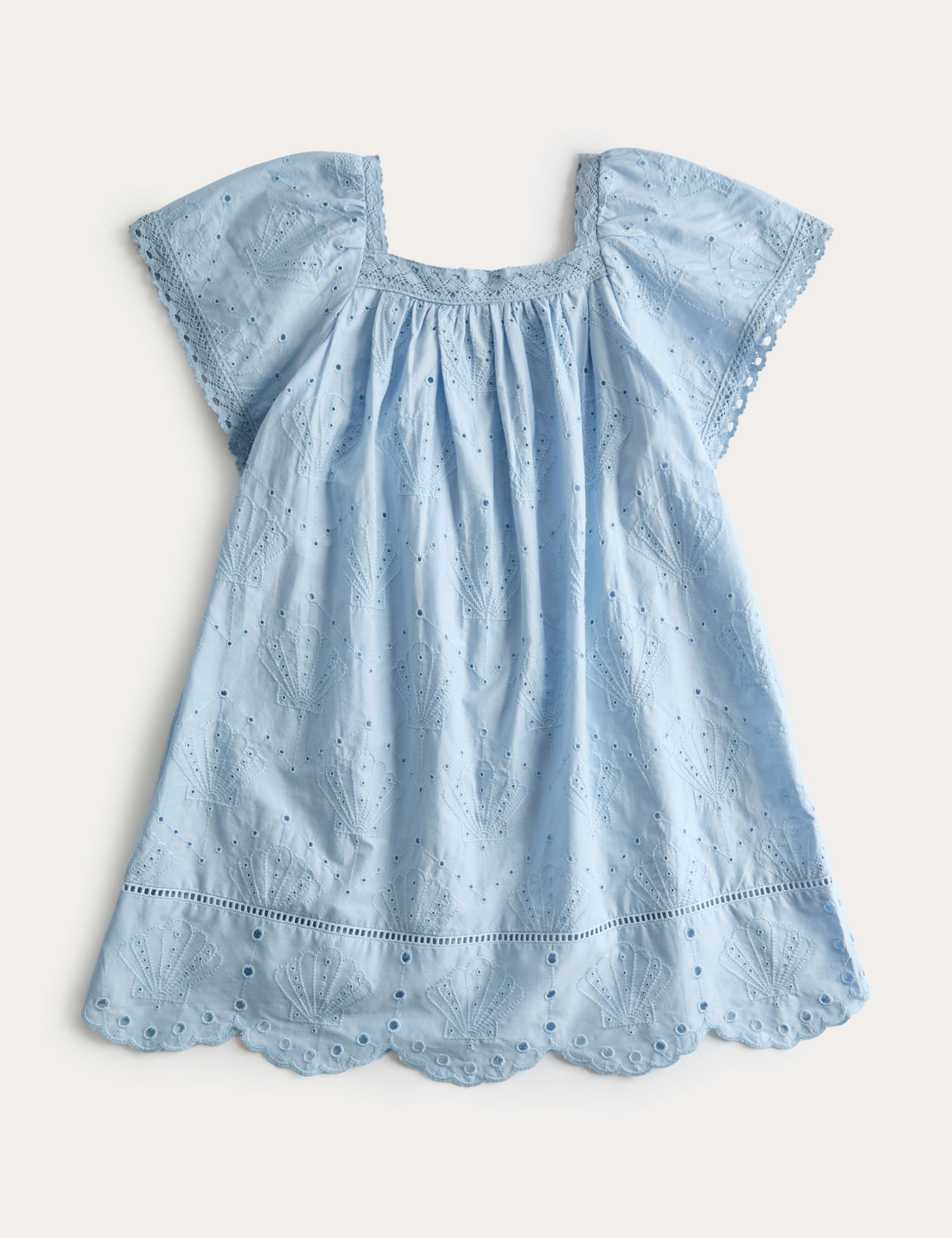 Pure Cotton Broderie Shell Dress (2-8 Years)