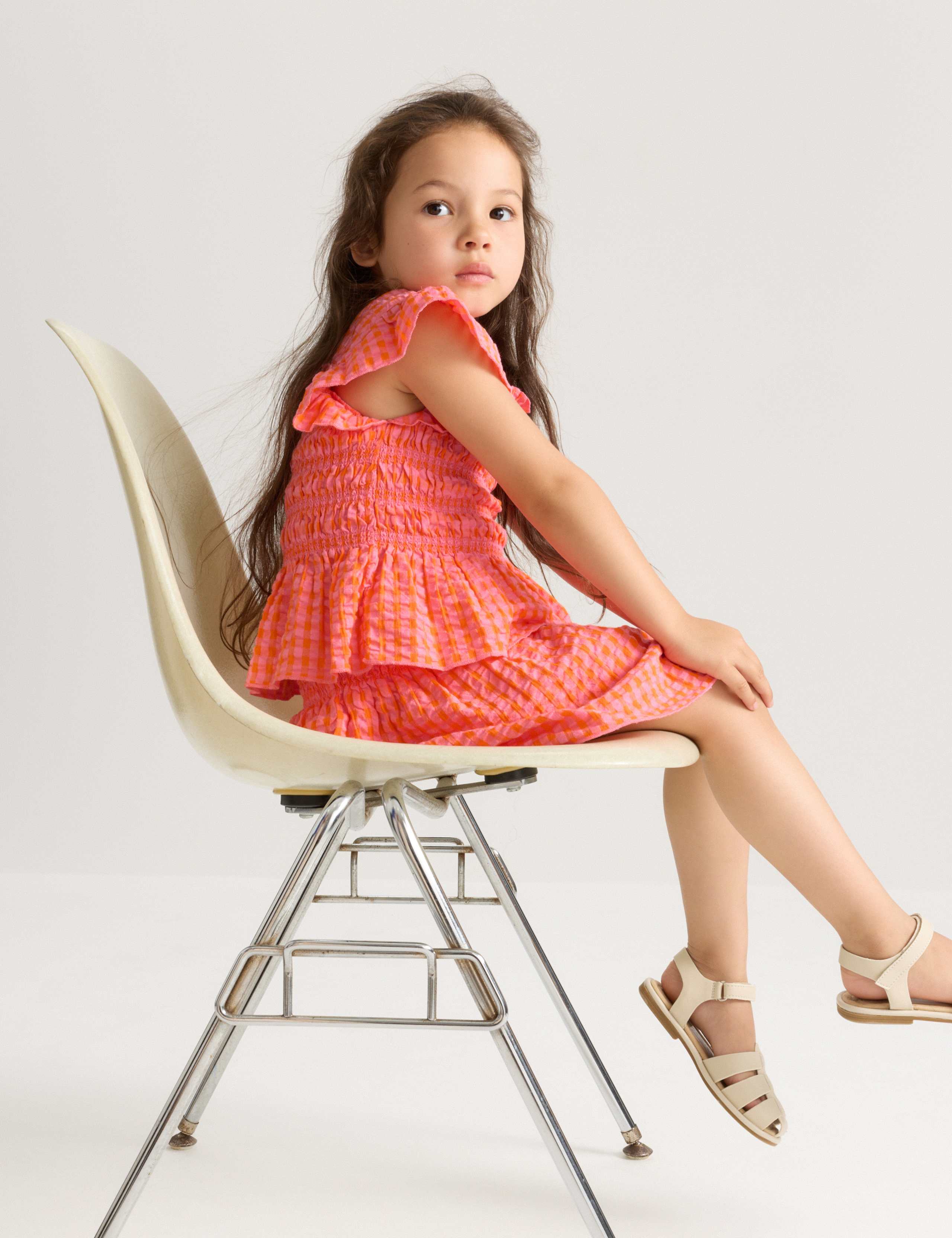 Pure Cotton Gingham Shirred Outfit (2-8 Yrs)