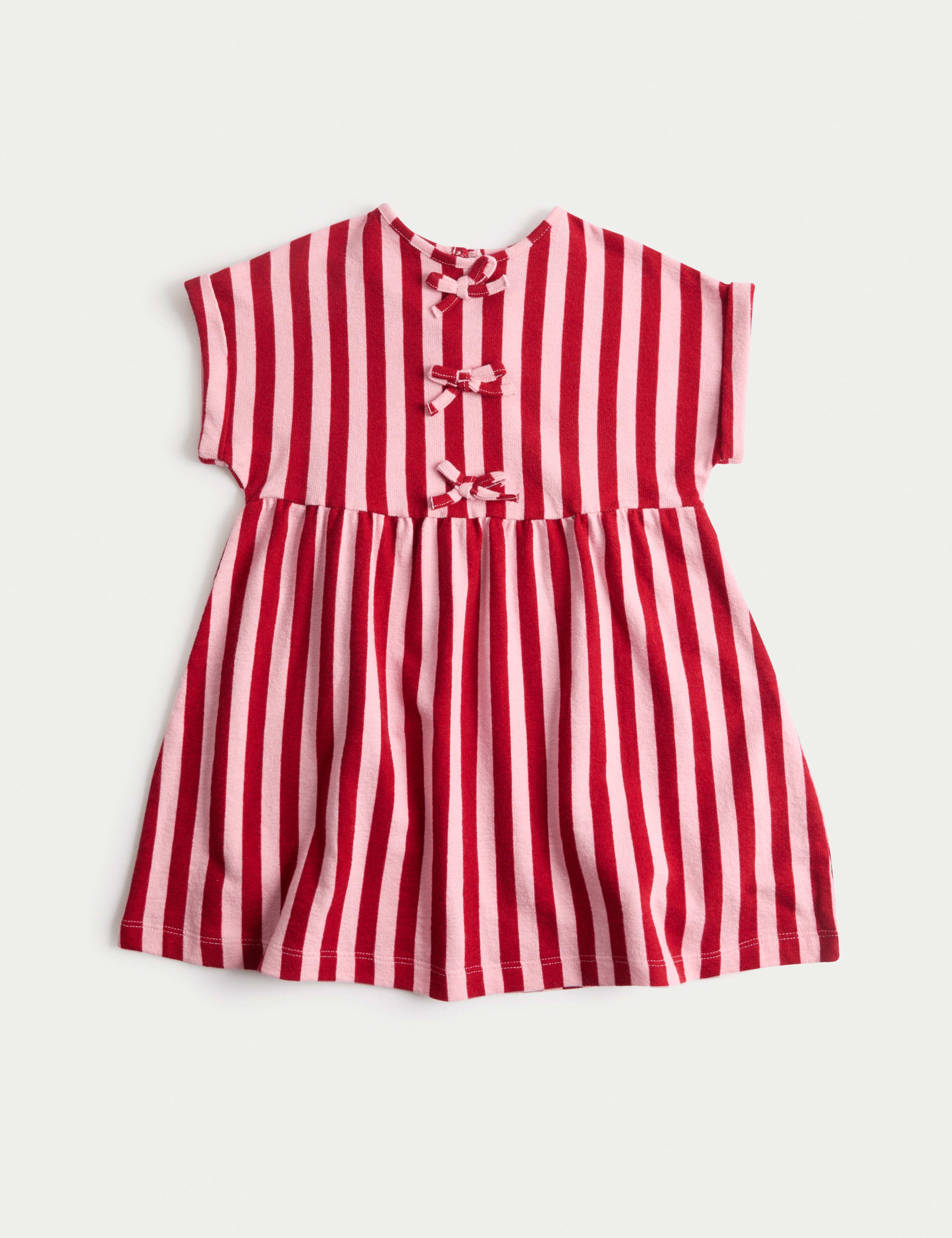 Pure Cotton Striped Bow Detail Dress (2-8 Yrs)