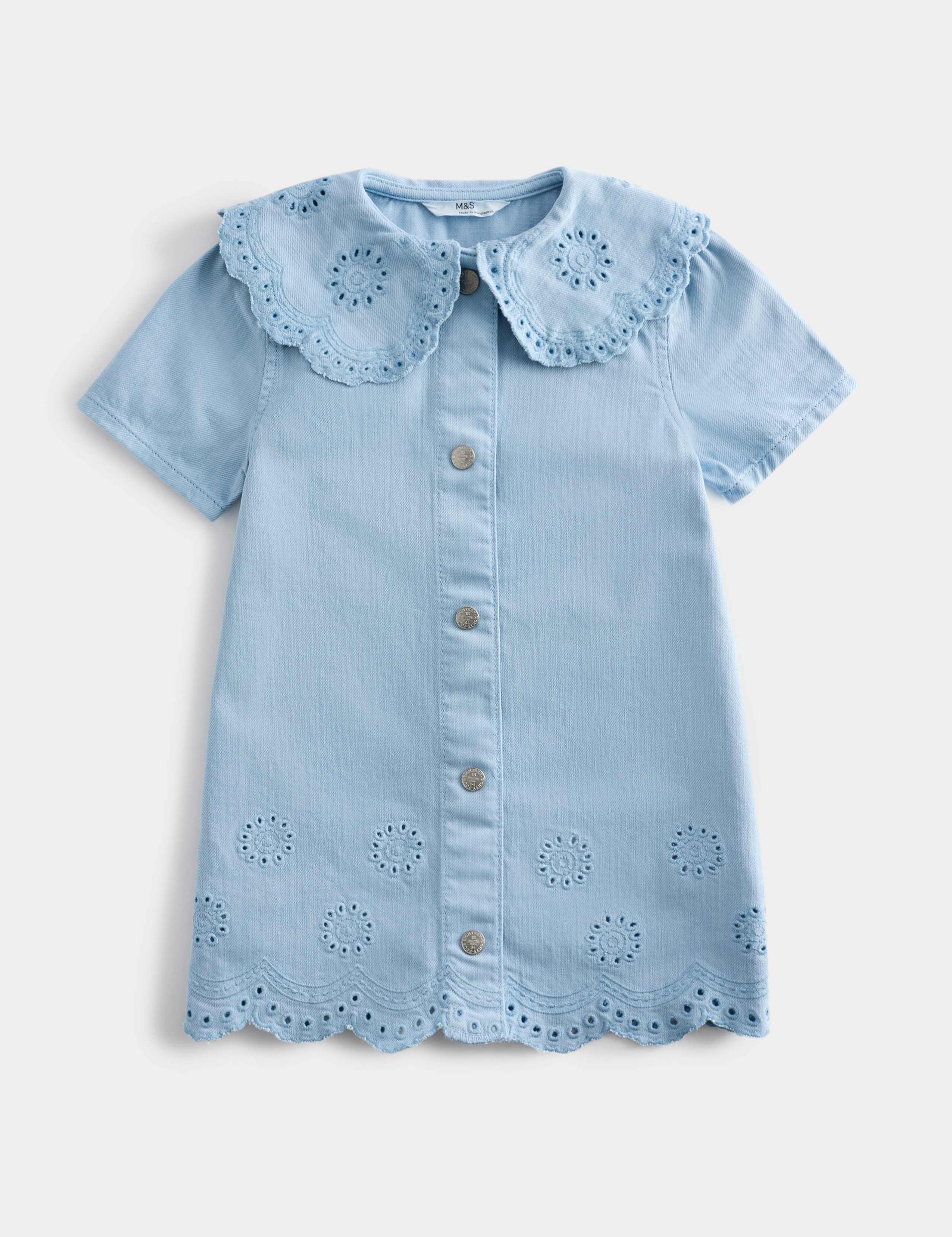 Cotton Rich Broderie Collar Dress (2-10 Yrs)