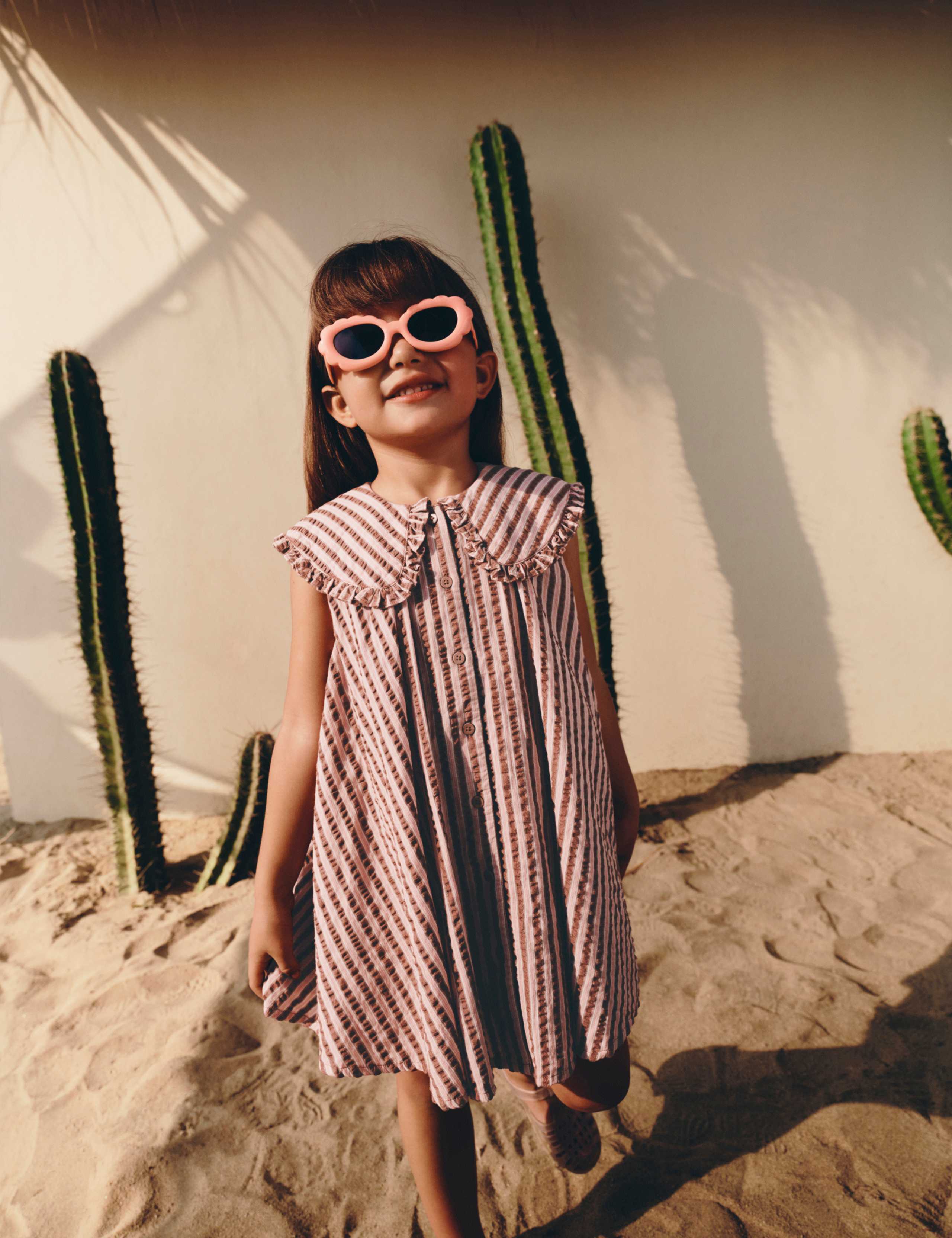 Pure Cotton Stripe Collared Dress (2-8 Yrs)