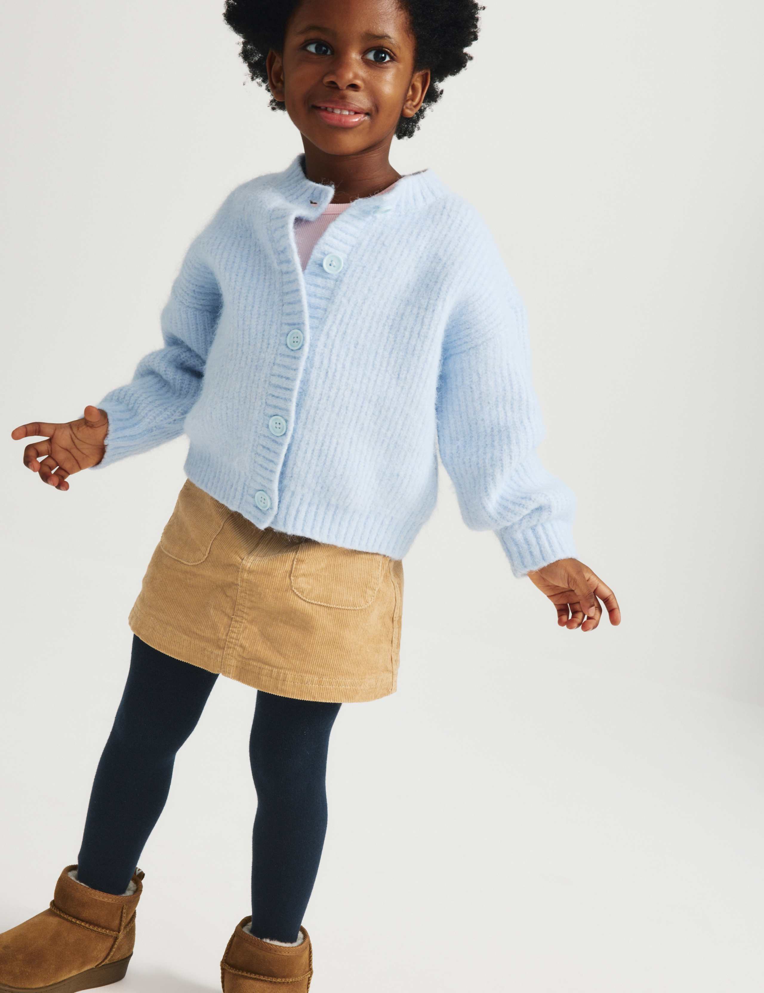 2 Piece Cotton Cord Mini Skirt with Tights (2-8 Yrs)