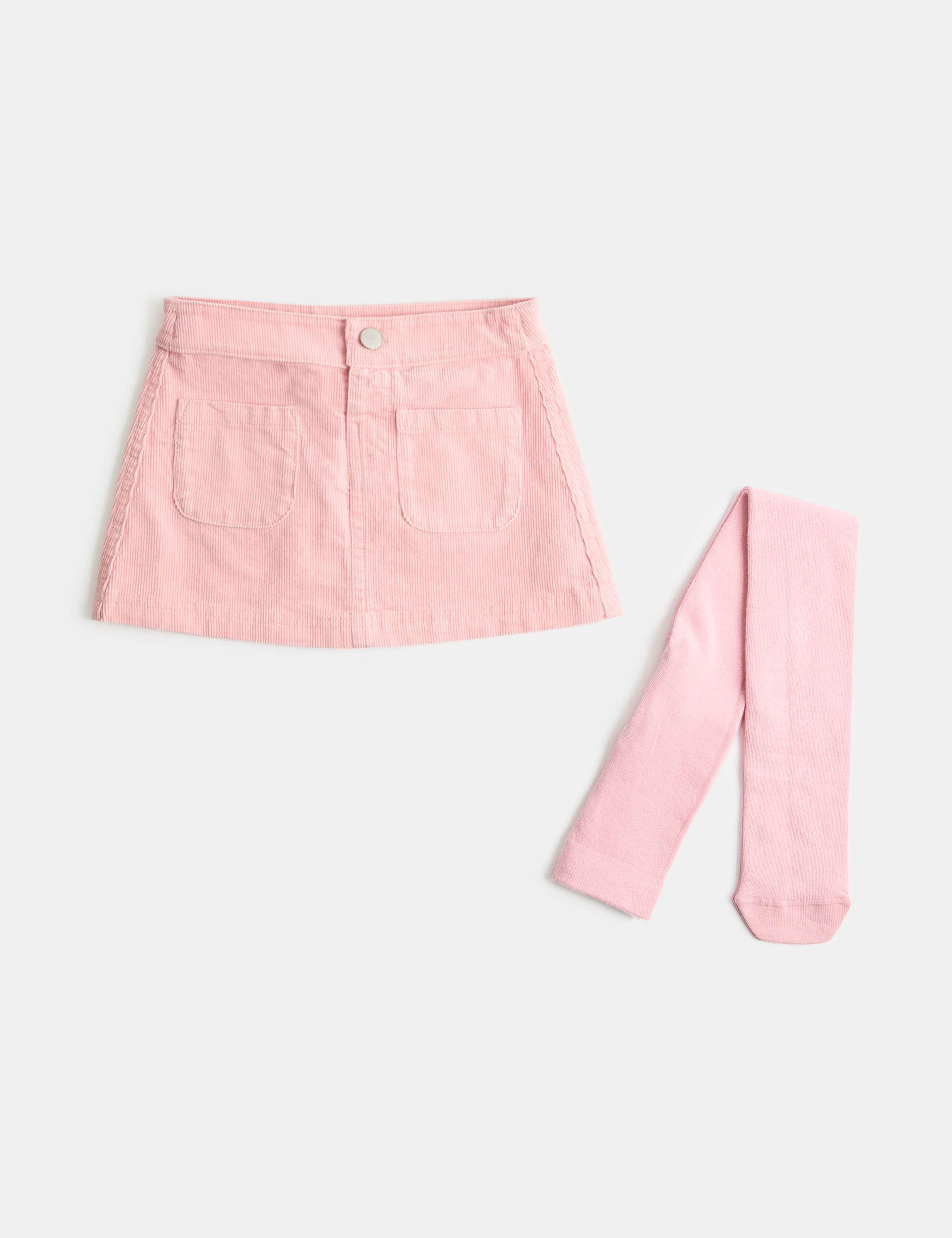 2 Piece Cotton Cord Mini Skirt with Tights (2-8 Yrs)
