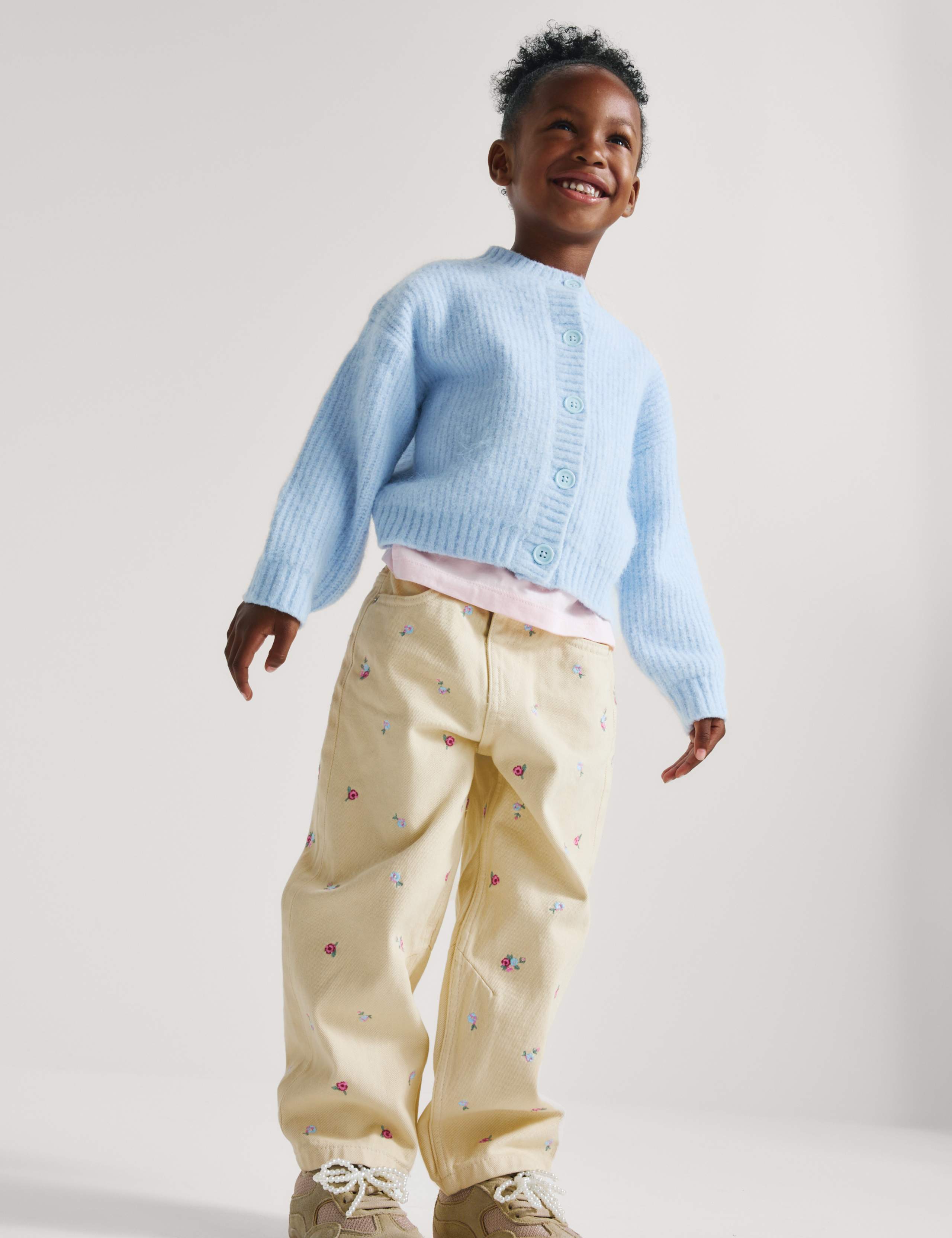 Barrel Denim Embroidered Jeans (2-8 Yrs)