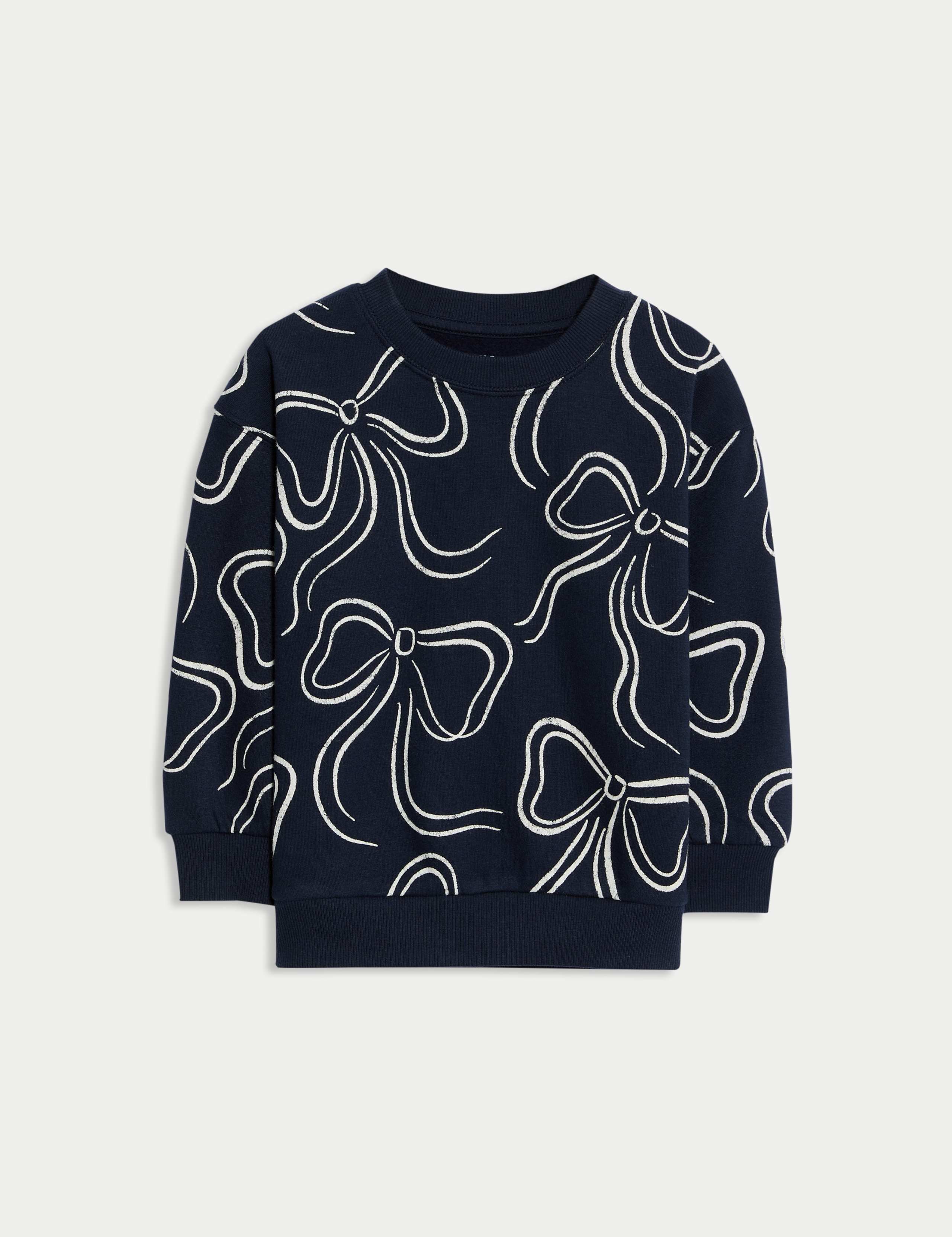 Cotton Rich Bow Sweatshirt (2-8 Yrs)