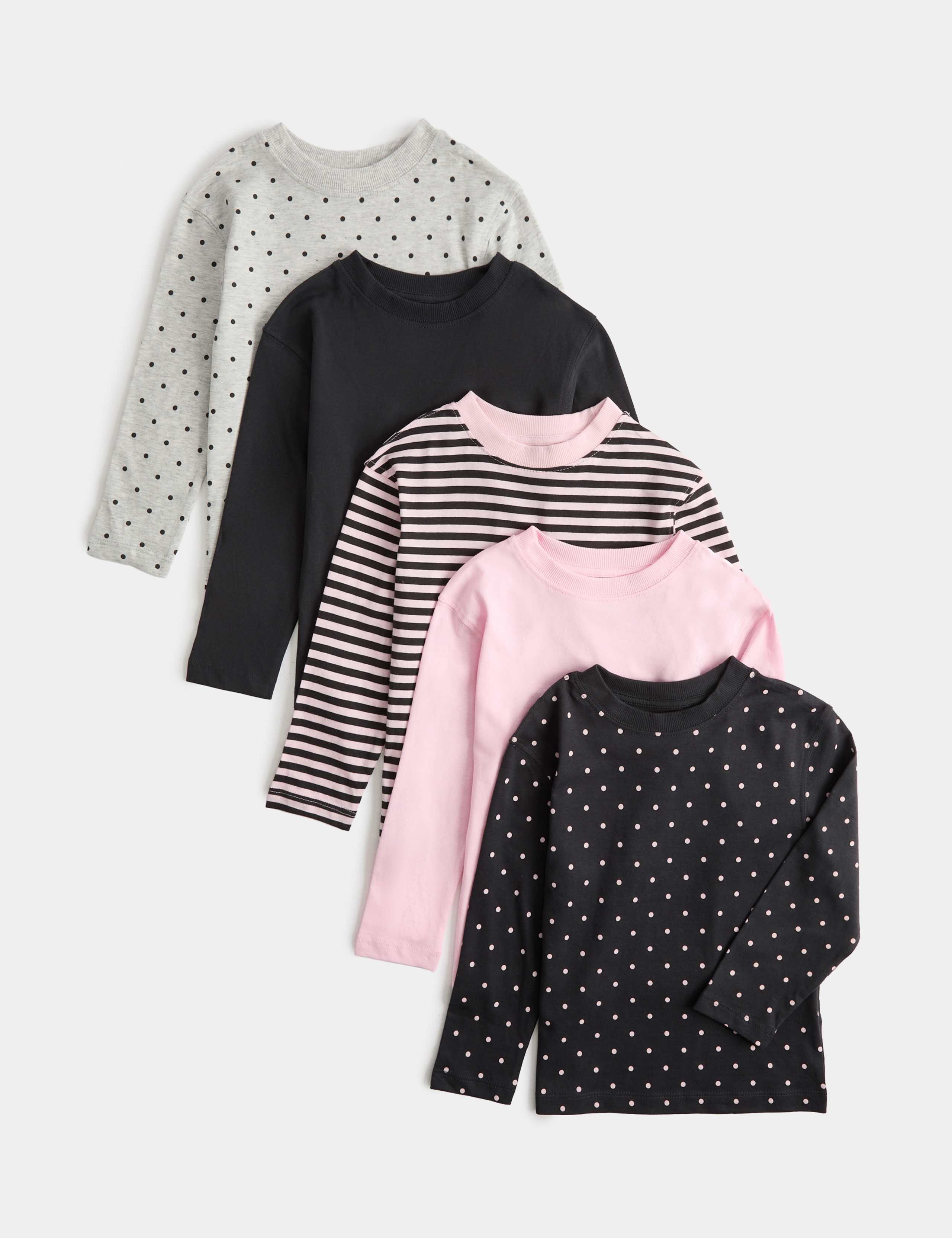 5 Pack Pure Cotton Patterned Tops (2-10 Yrs)