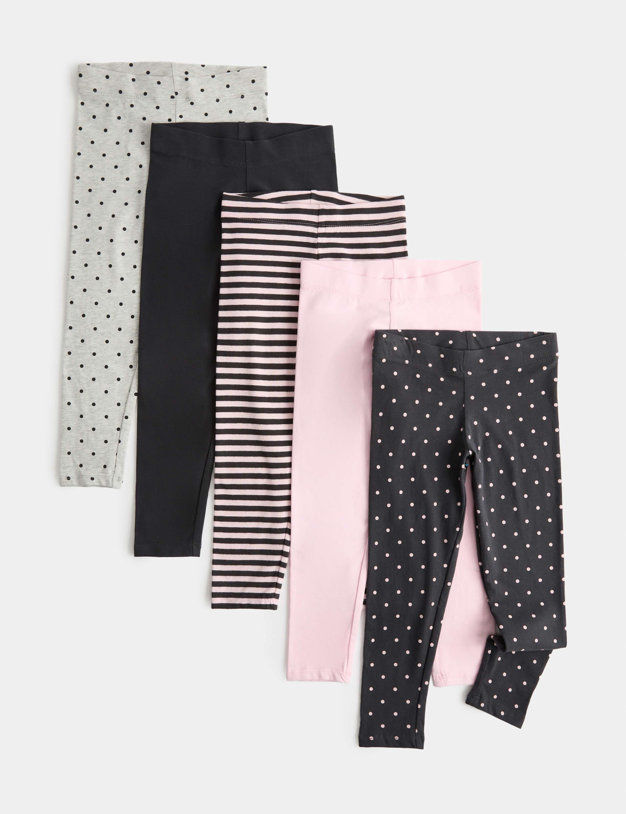 5 Pack Cotton Rich Patterned Leggings (2-10 Yrs)