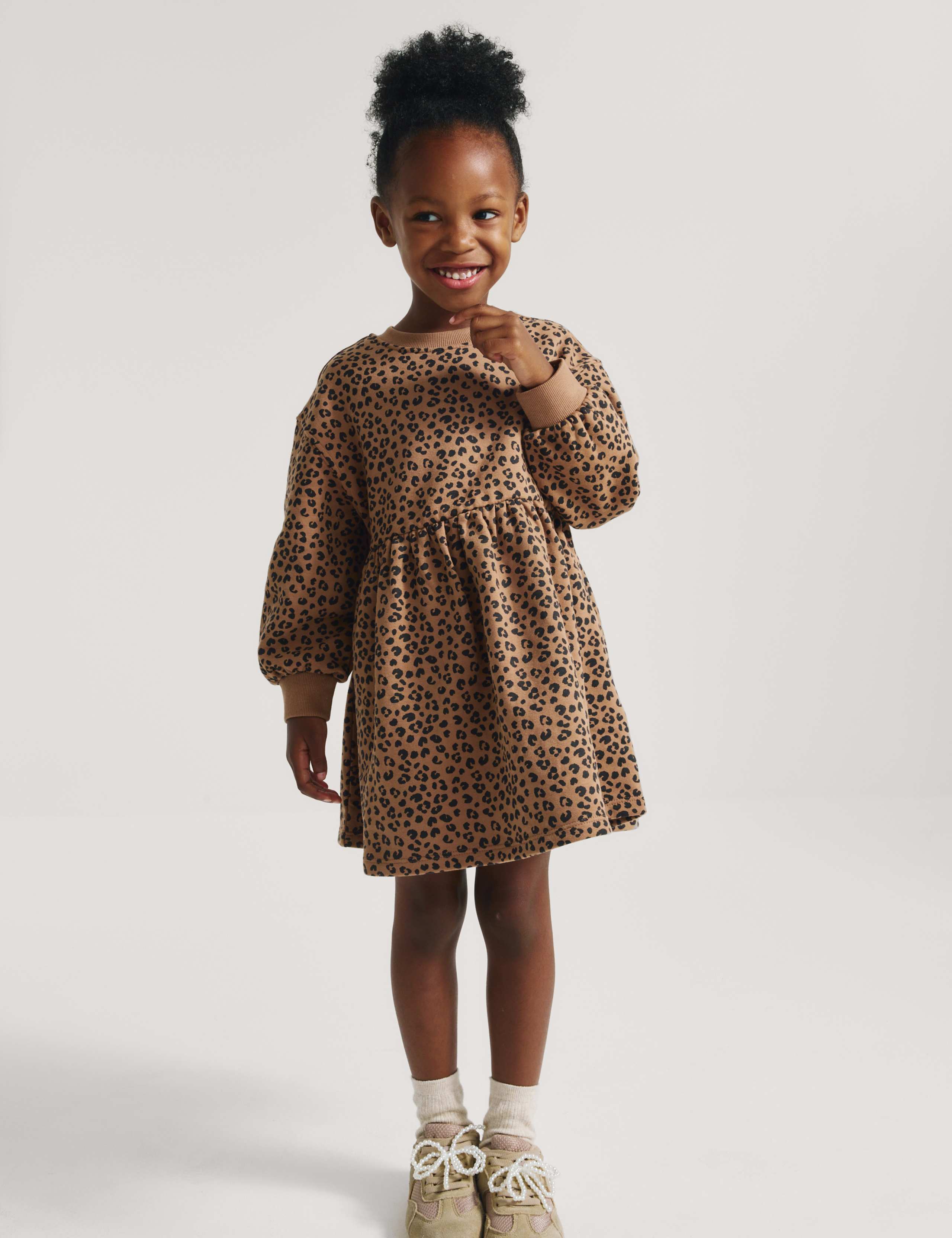 Cotton Rich Leopard Print Sweatdress (2-8 Yrs)