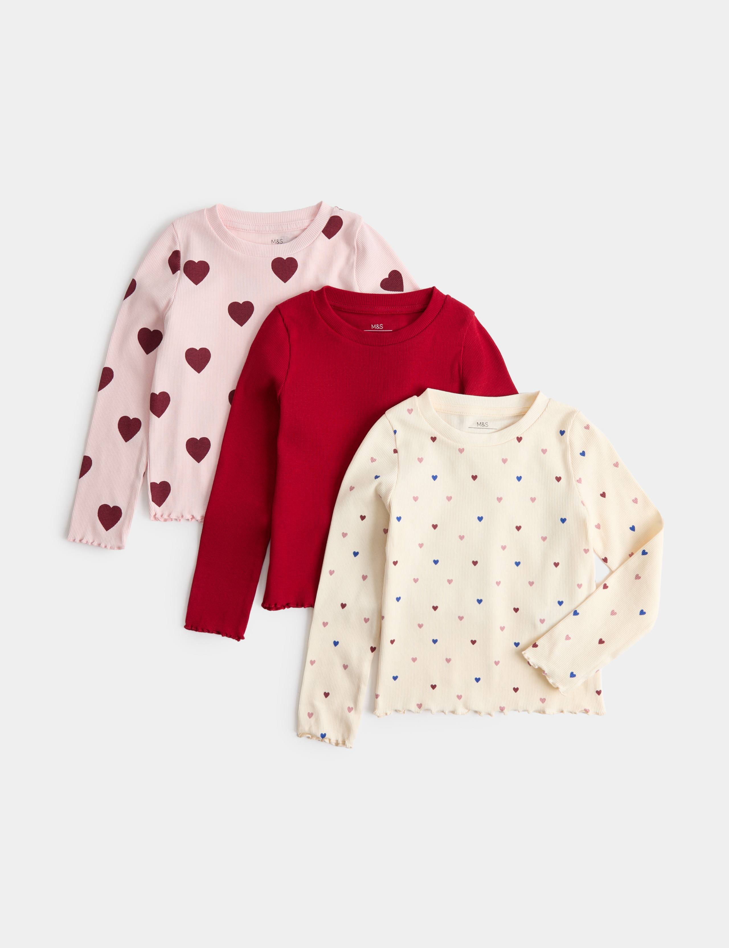 3 Pack Cotton Rich Heart Tops (2-10 Yes)