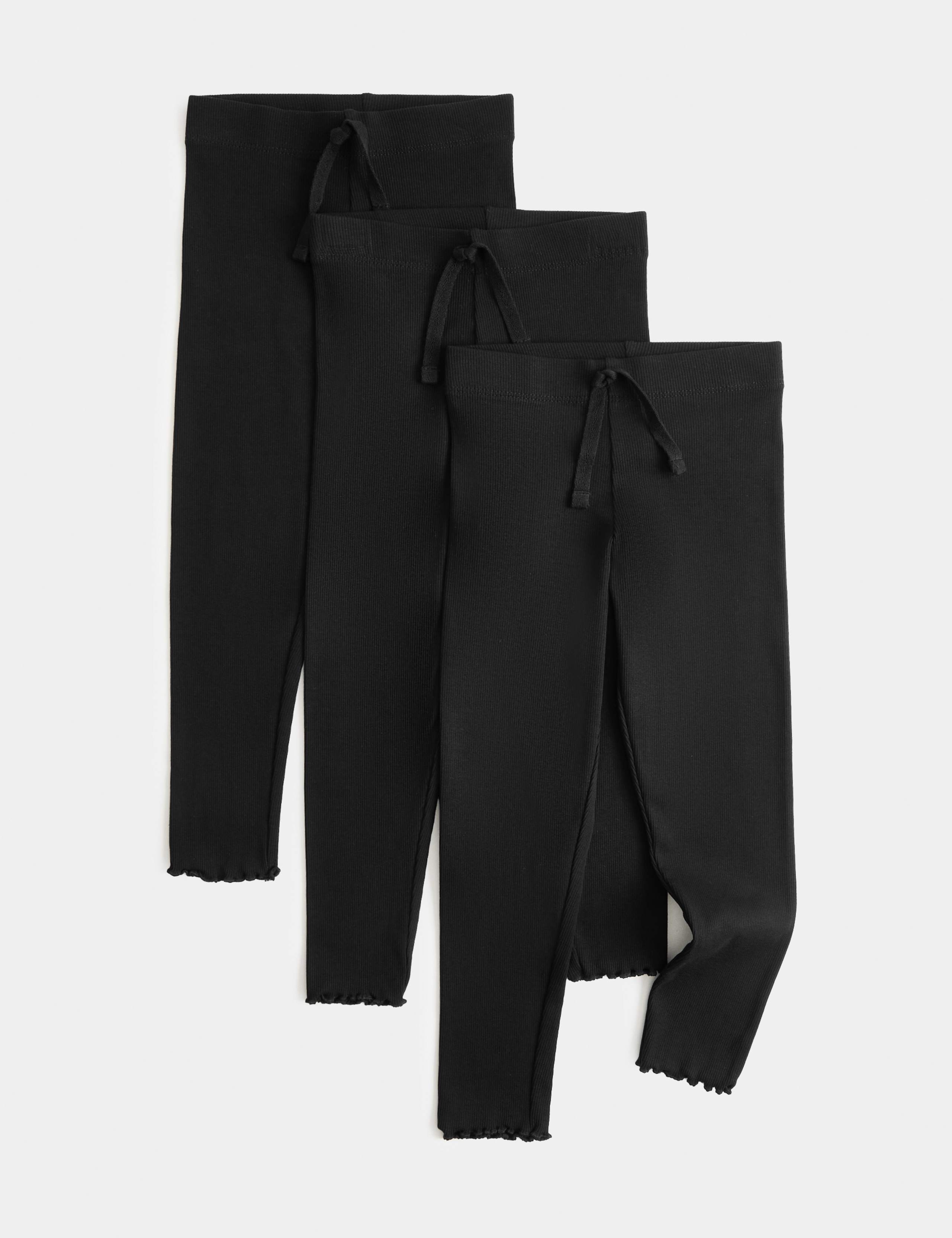 3 Pack Cotton Rich Ribbed Leggings (2-8 Yrs)