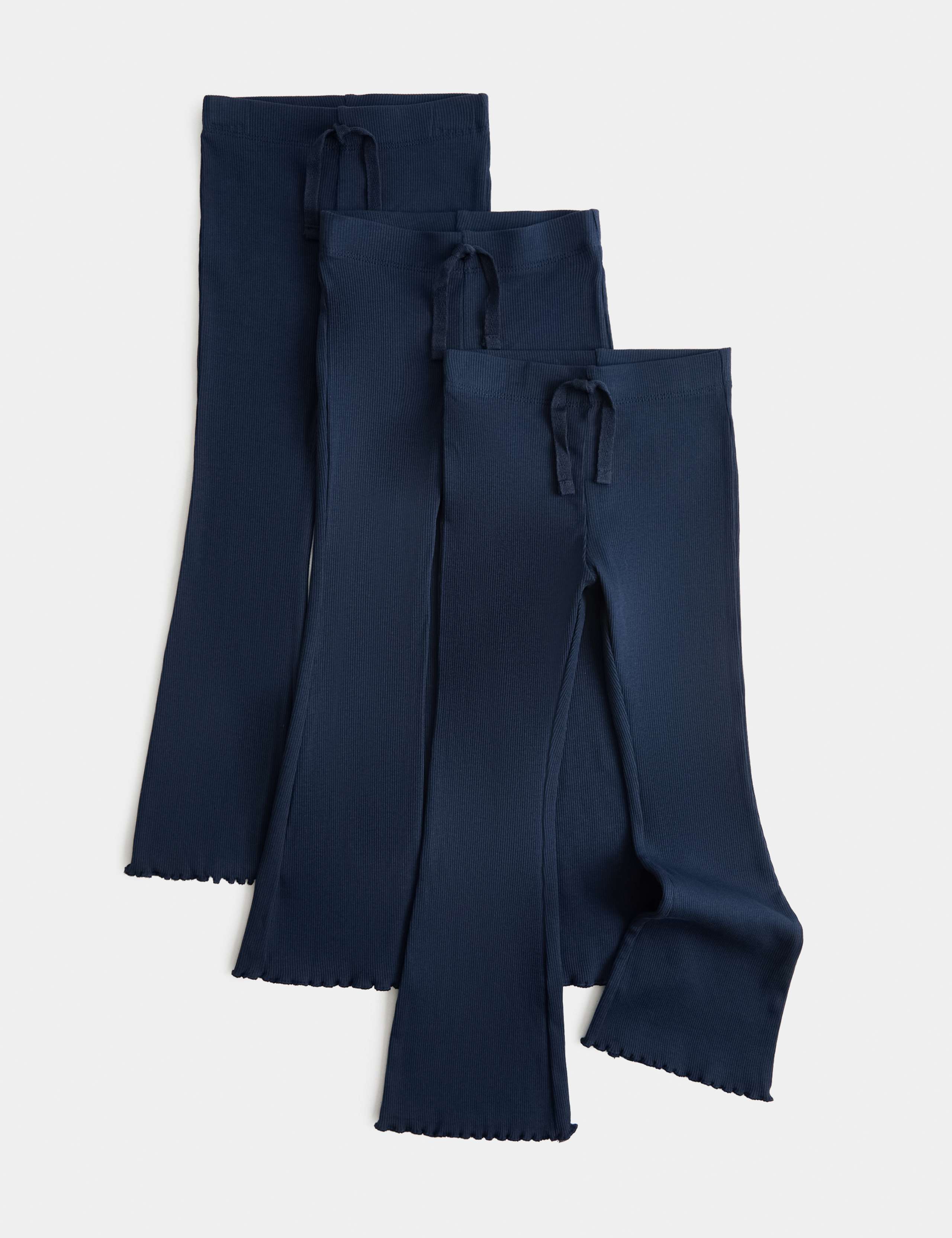 3 Pack Cotton Rich Ribbed Kickflare Leggings (2-8 Yrs)