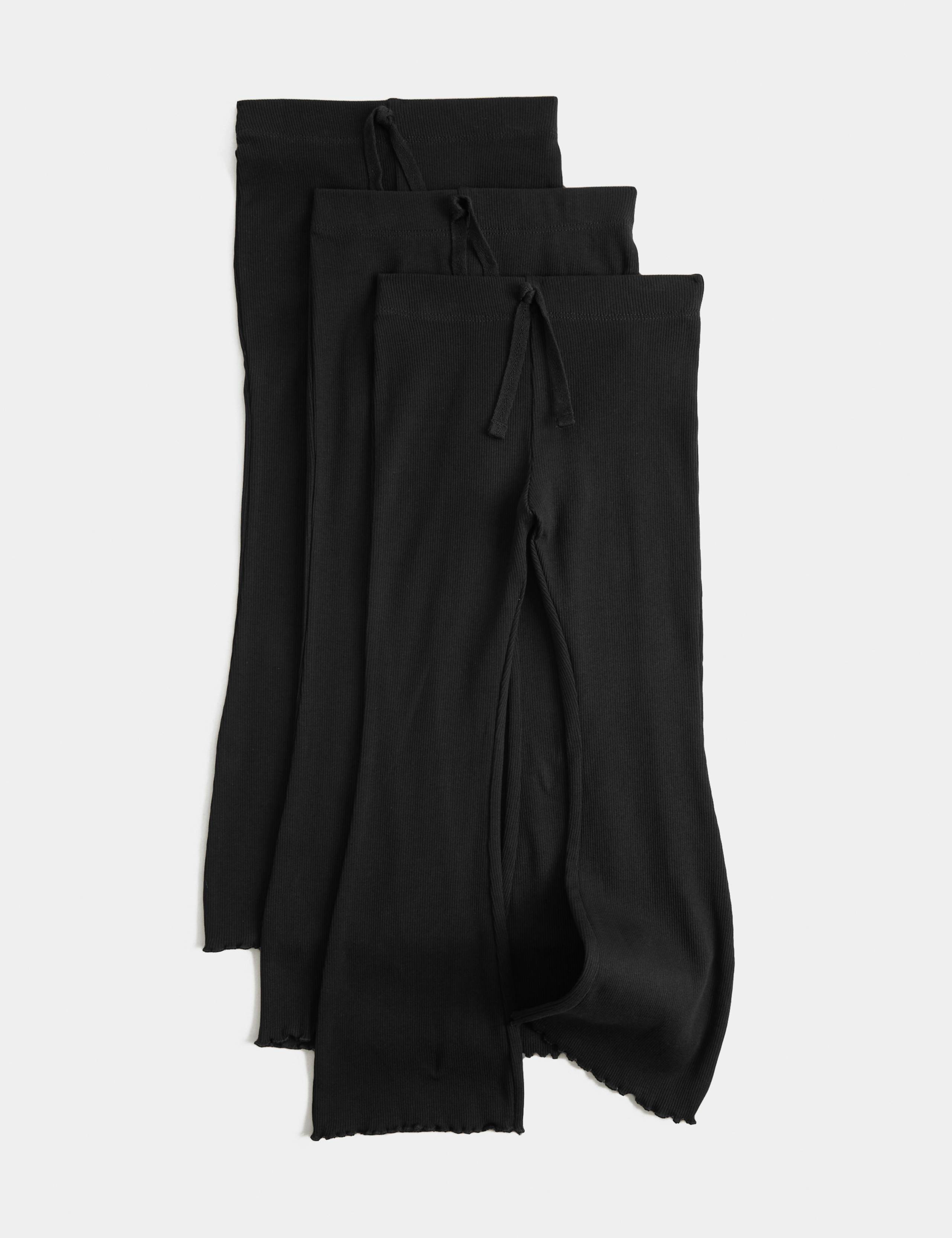 3 Pack Cotton Rich Ribbed Kickflare Leggings (2-8 Yrs)