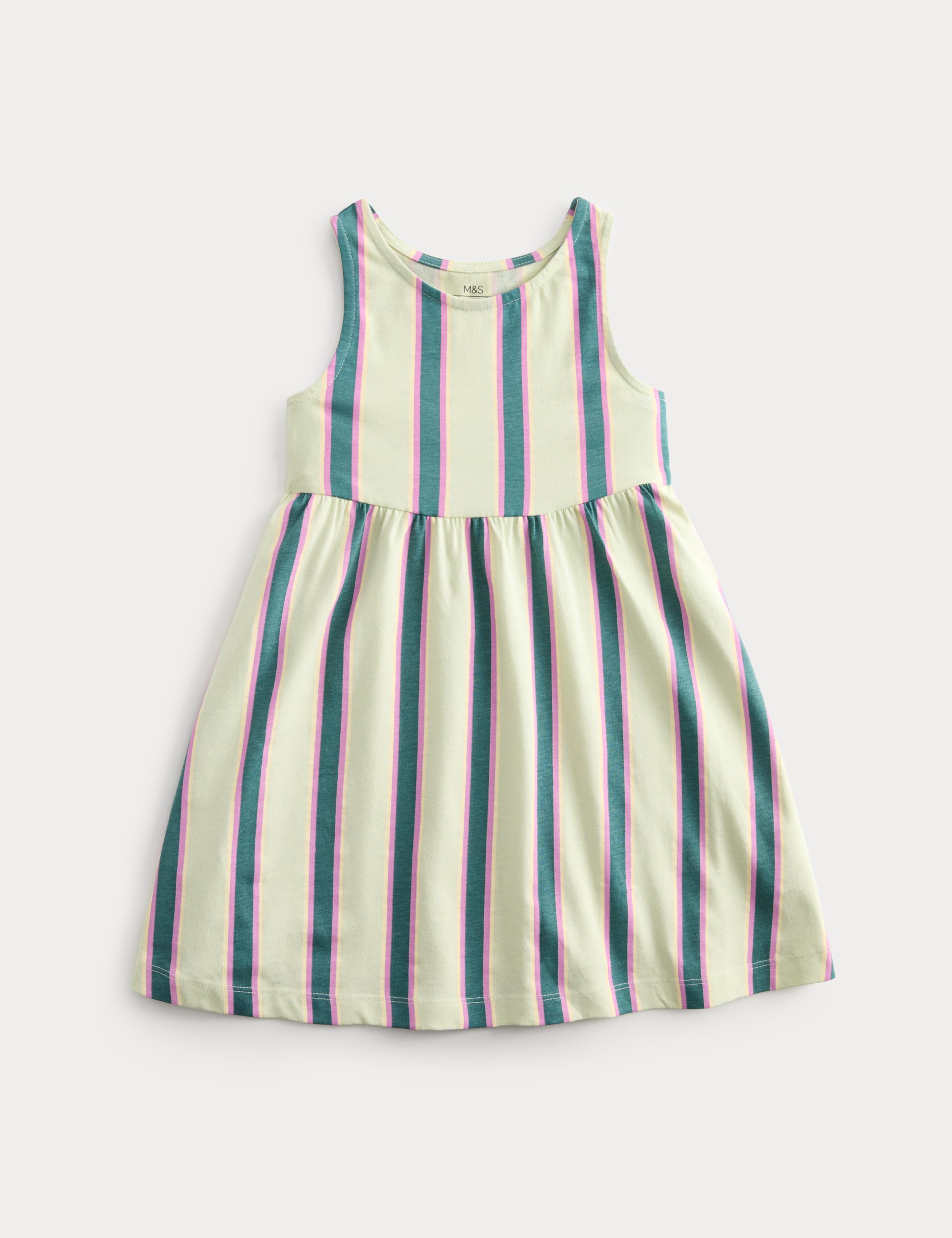 Pure Cotton Striped Sleeveless Dress (2-8 Yrs)