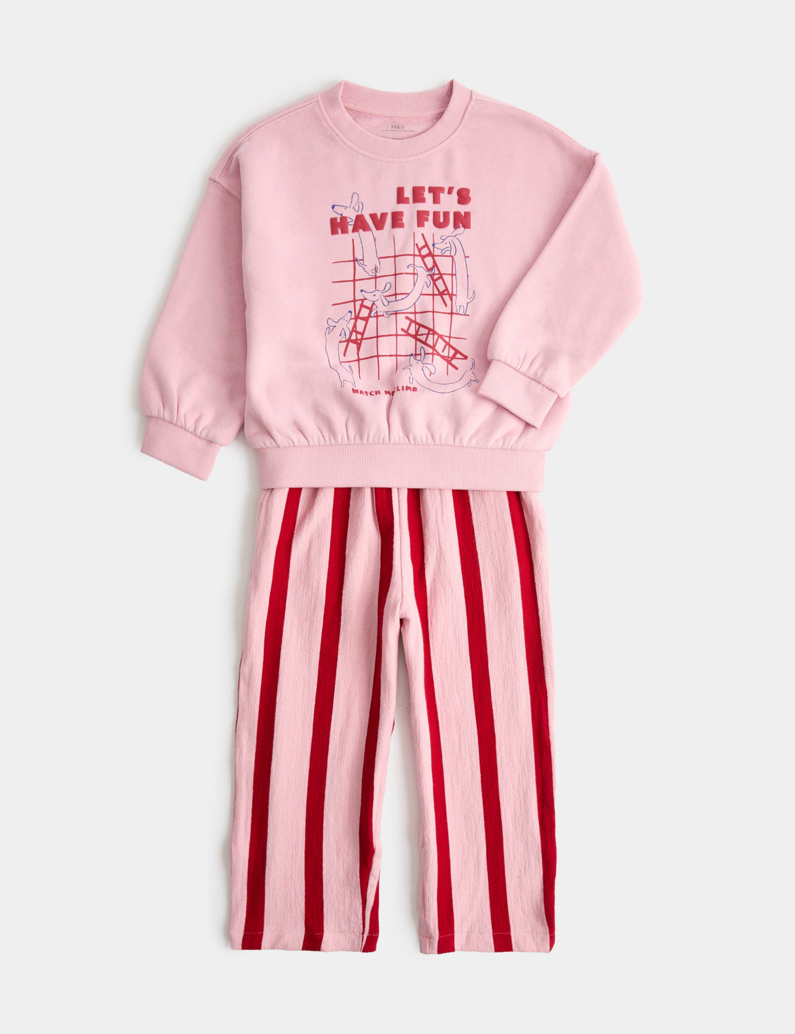 Cotton Rich Graphic Dog Sweatshirt Outfit (2-8 Yrs)