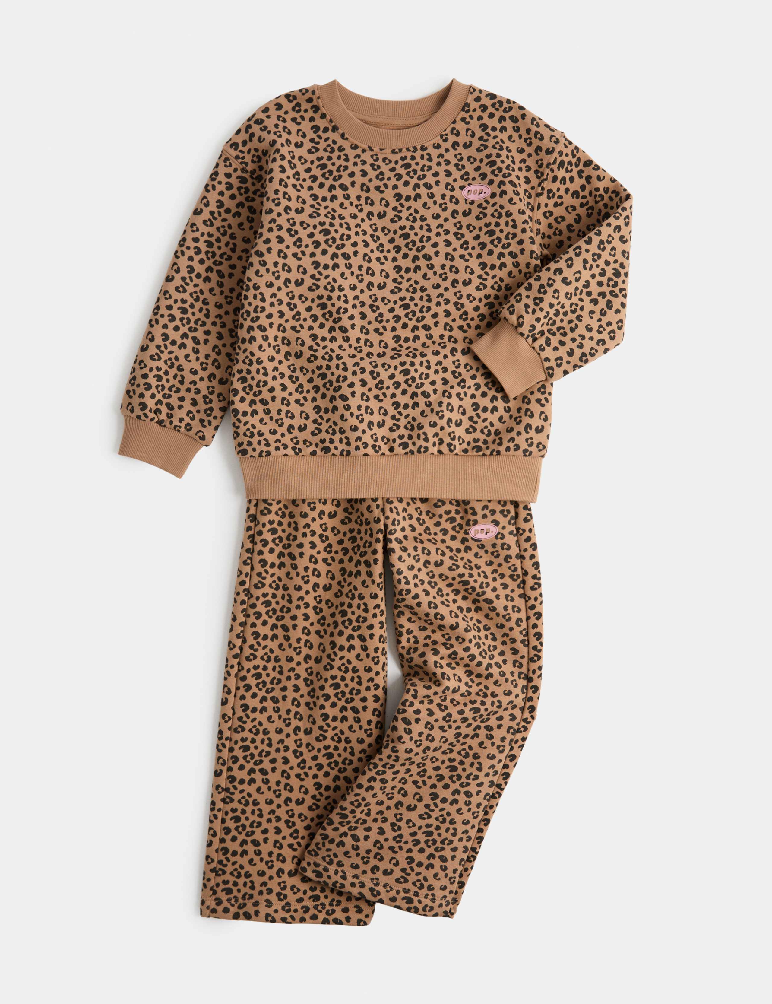 2 Piece Cotton Rich Leopard Print Jogger Set (2-8 Yrs)