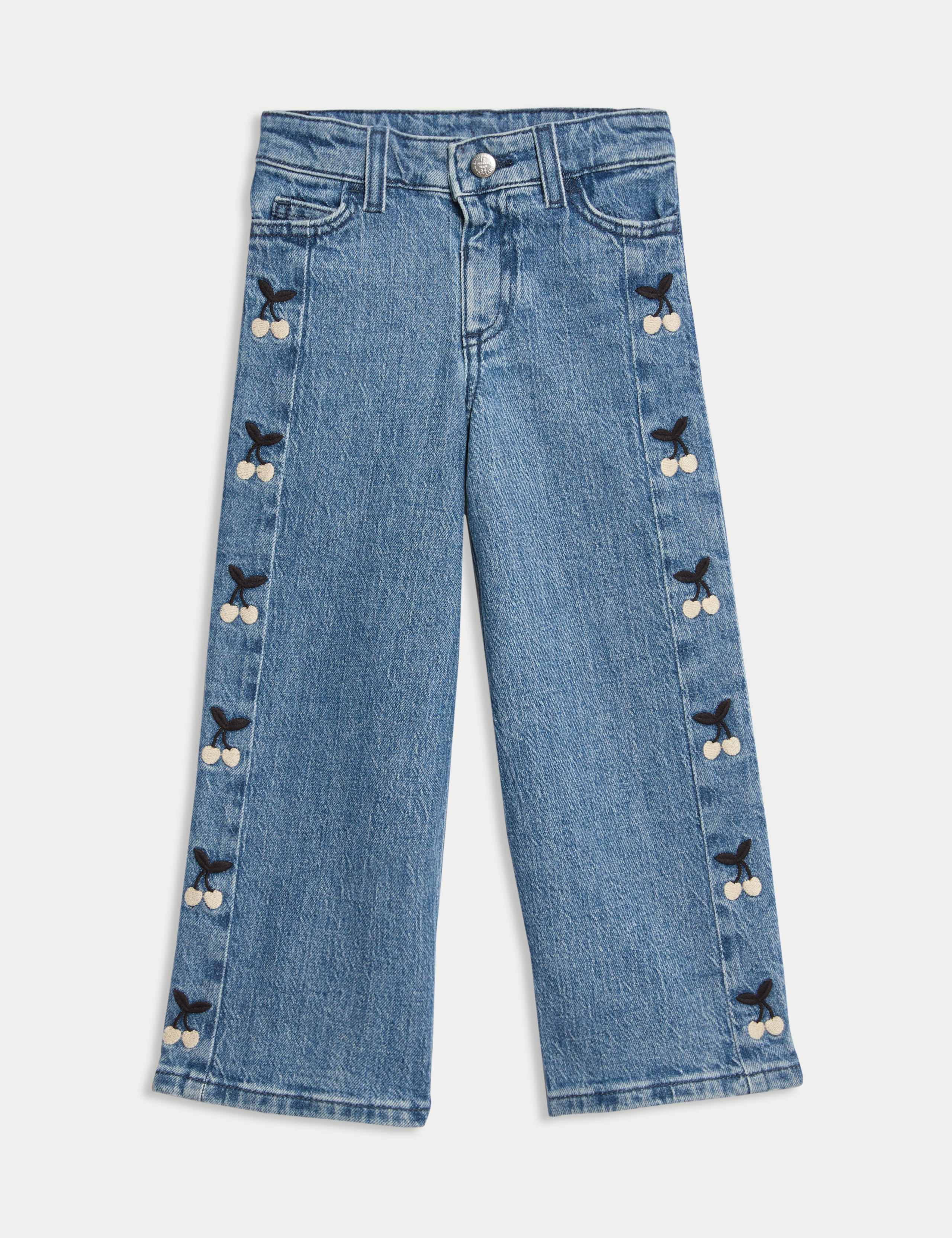 Denim Embroidered Wide Leg Jeans (2-16 Yrs)