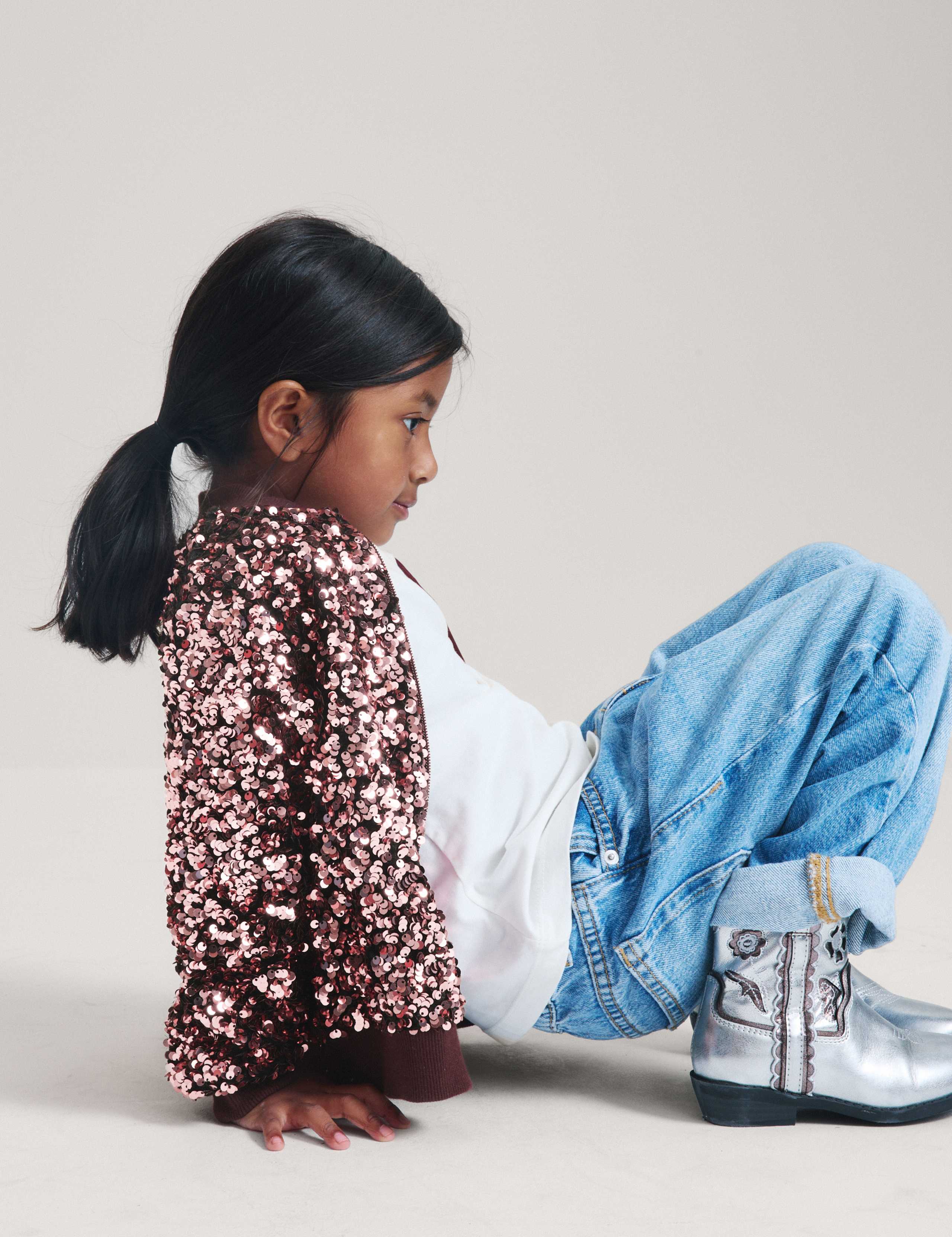 Sequin Collared Bomber Jacket