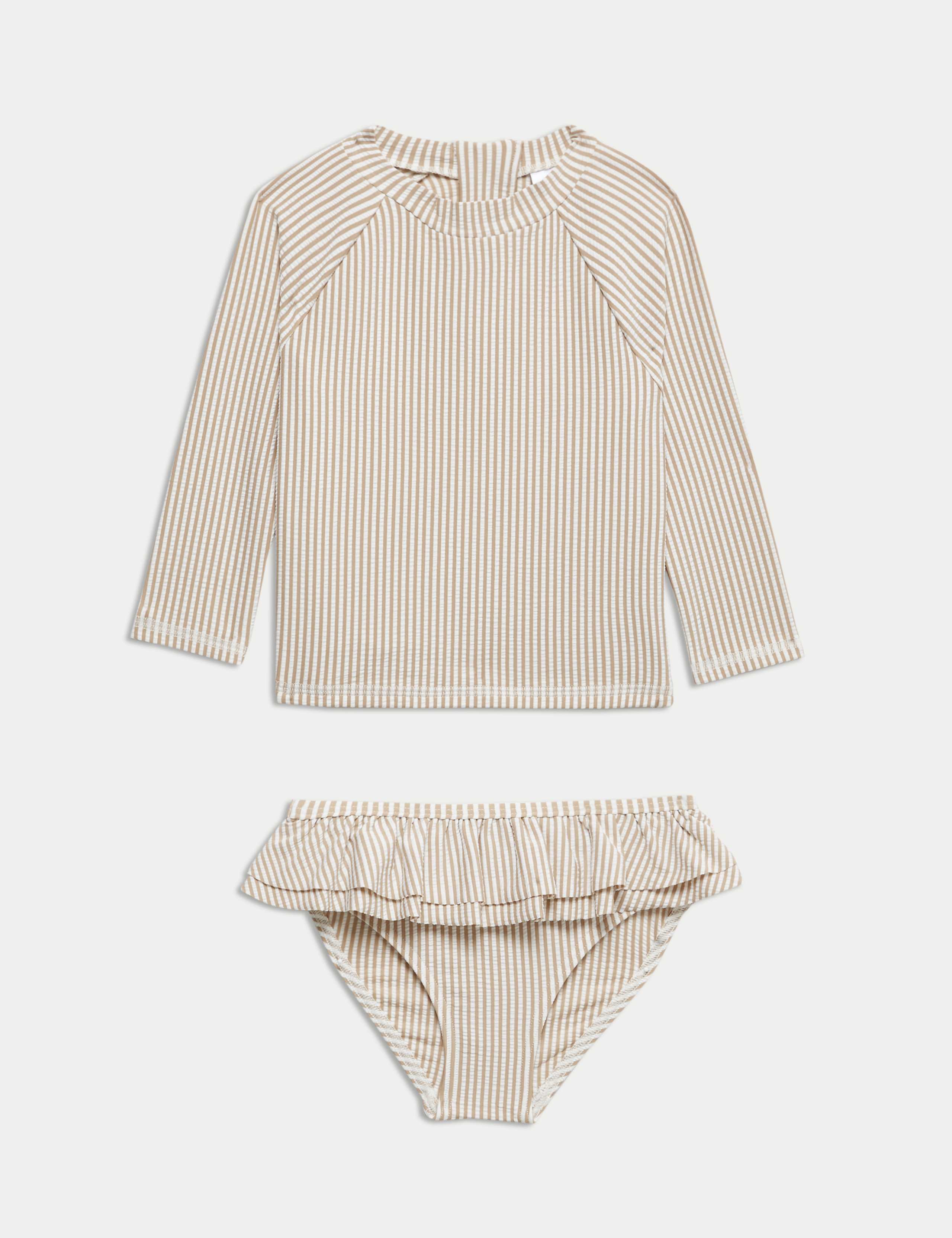 2pc Stripe Frill 3/4 Sleeve Swimsuit (2-8 Yrs)