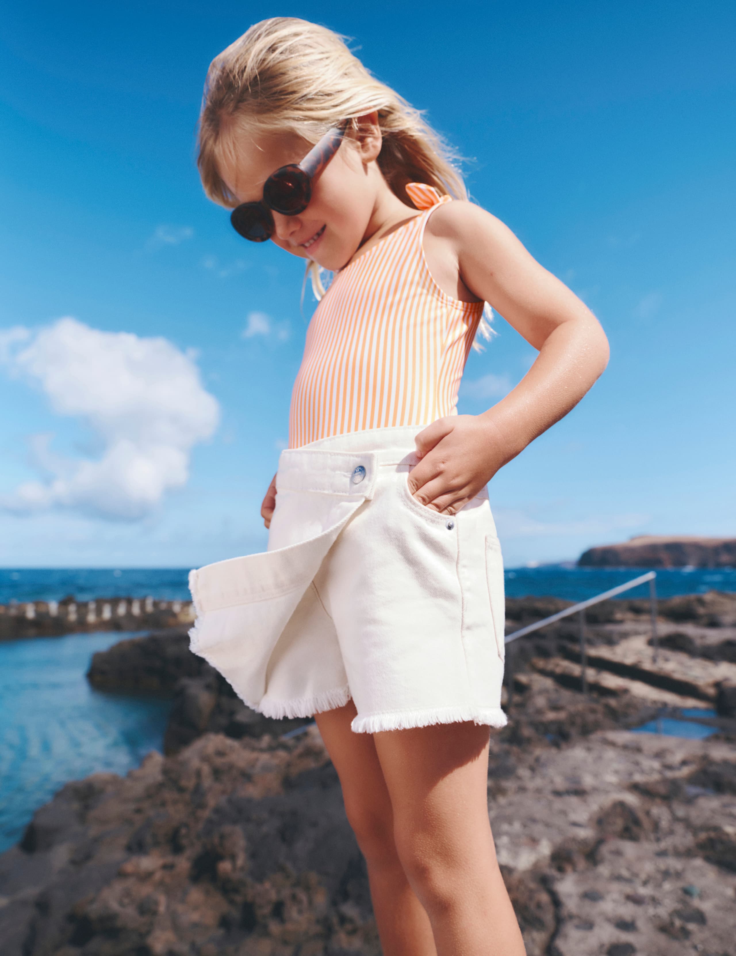 Stripe Frill Swimsuit (2-8 Yrs)