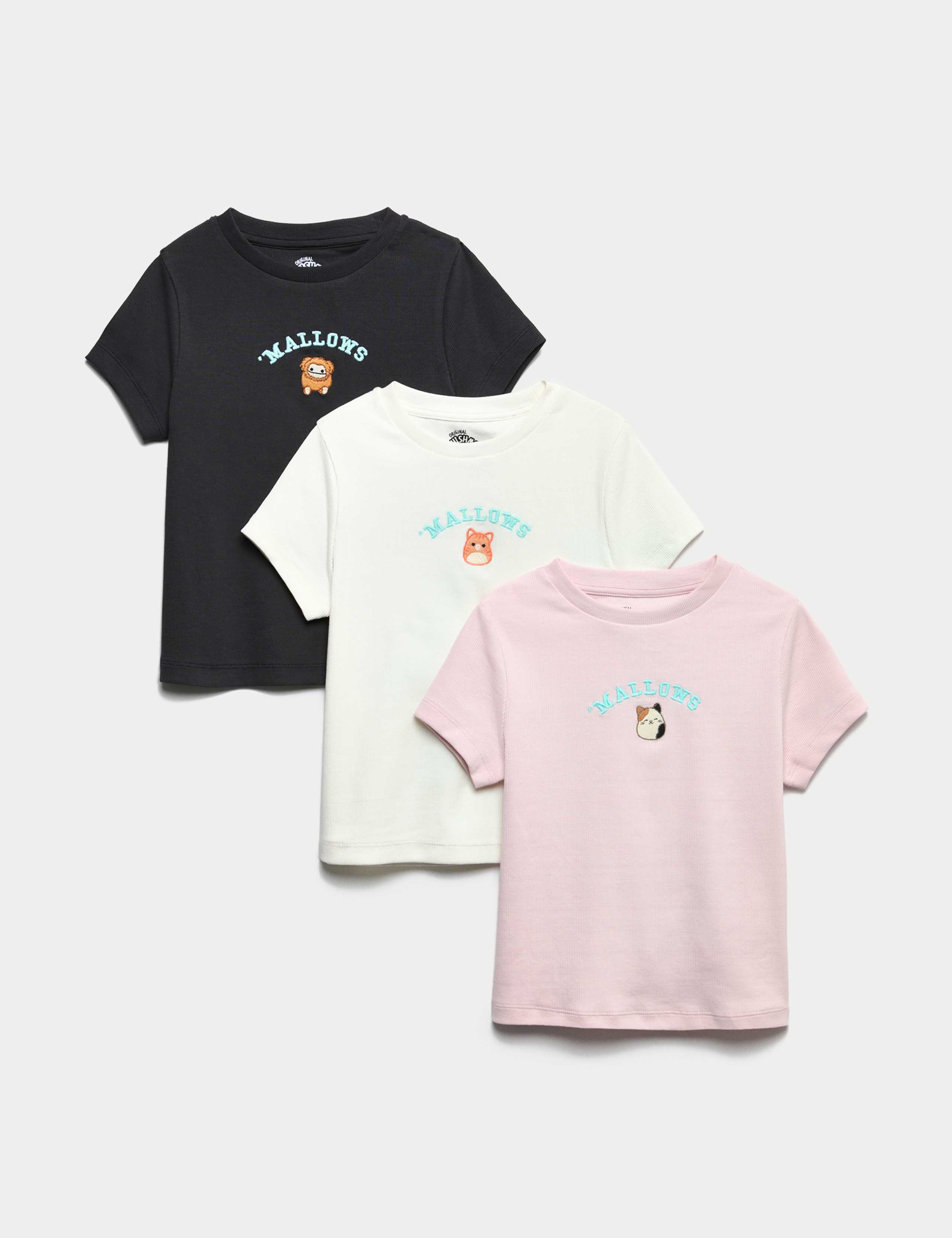 3pk Cotton Rich Squishmallows™ T-Shirts (5-12 Yrs)