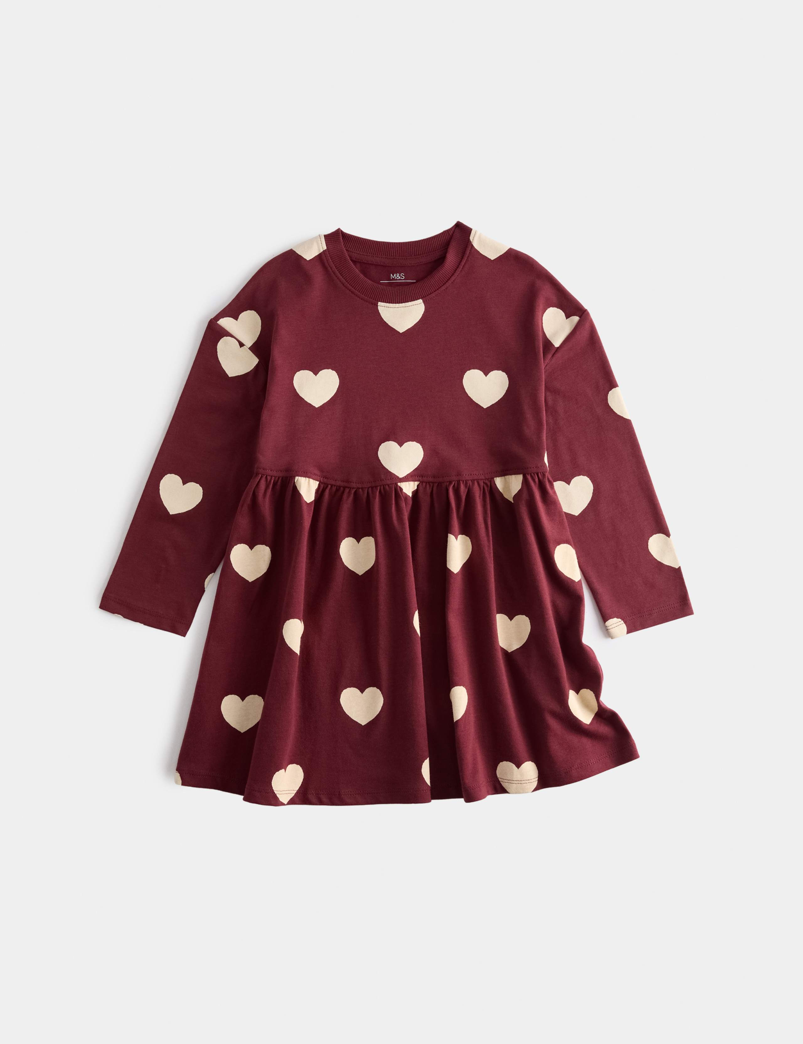 Pure Cotton Heart Jersey Dress (2-8 Yrs)