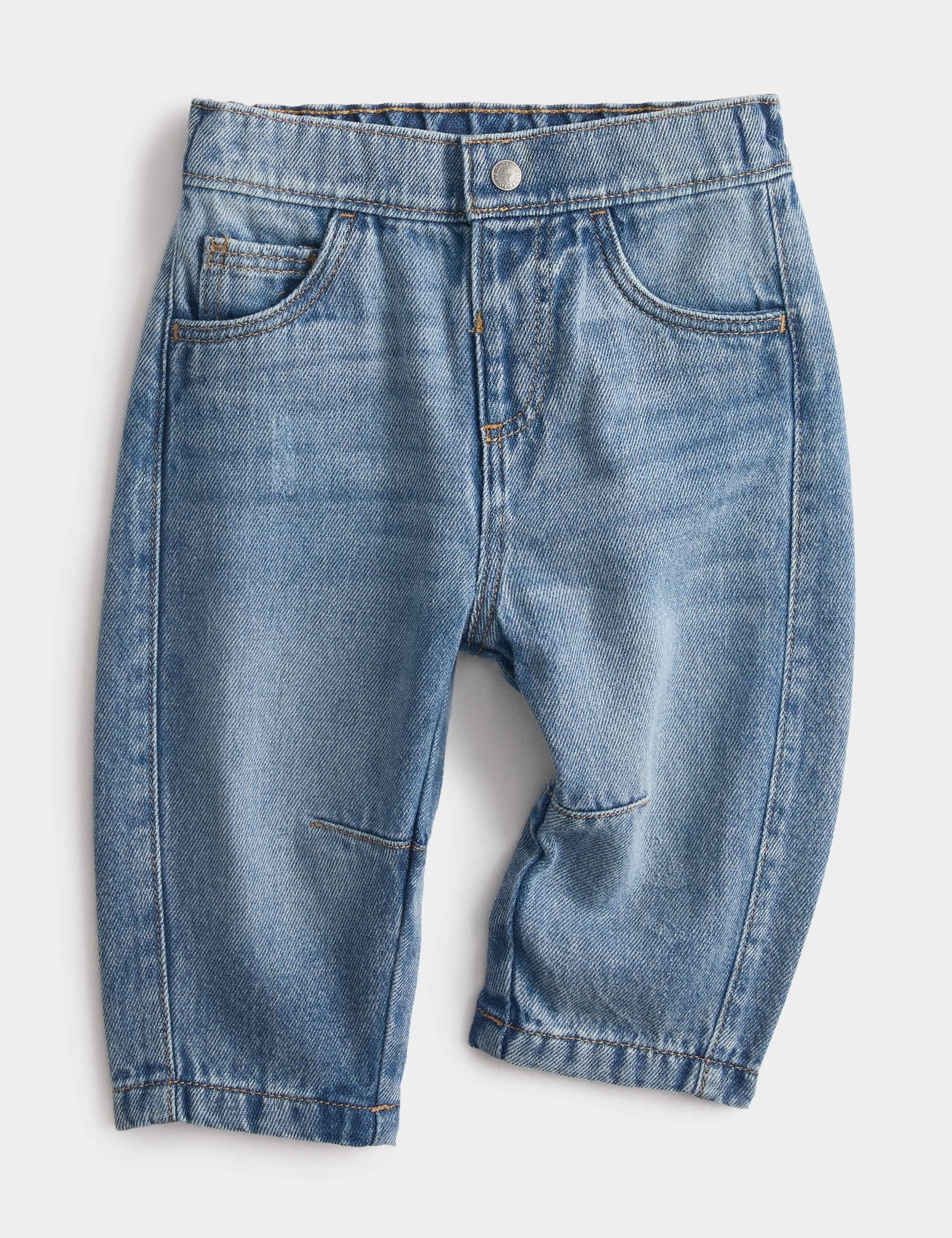 Pure Cotton Elasticated Waist Jeans (0-6 Yrs)