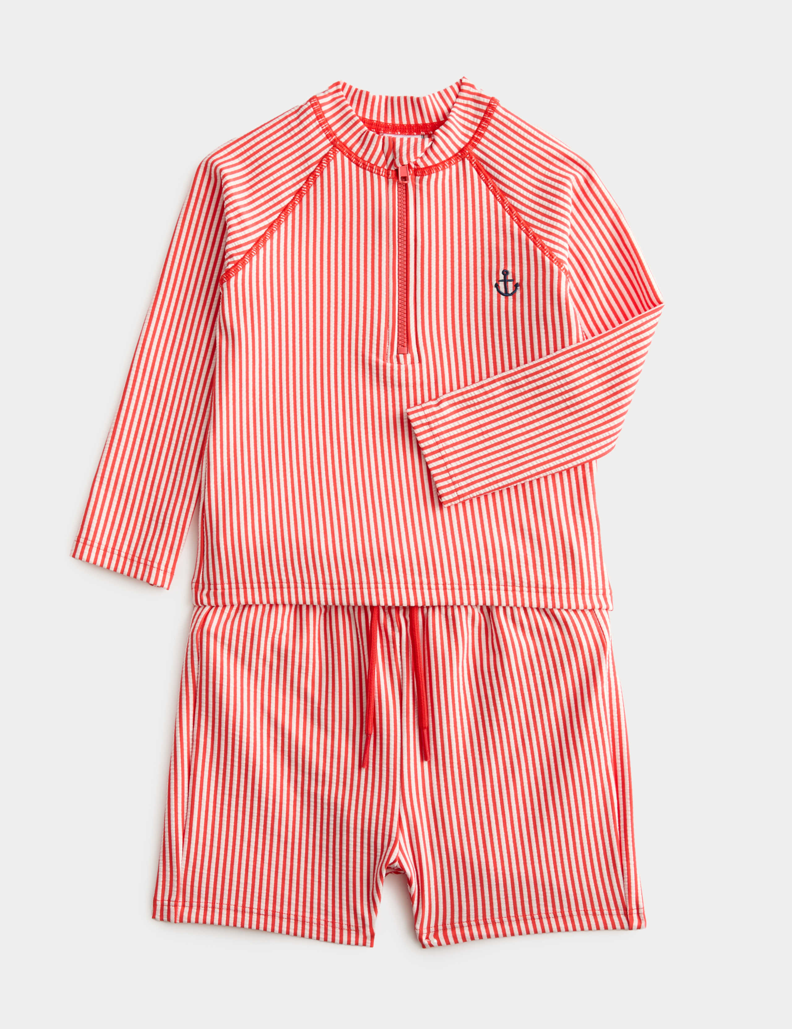 2 Piece Striped Seersucker Long Sleeve Swim Set (0-3 Yrs)