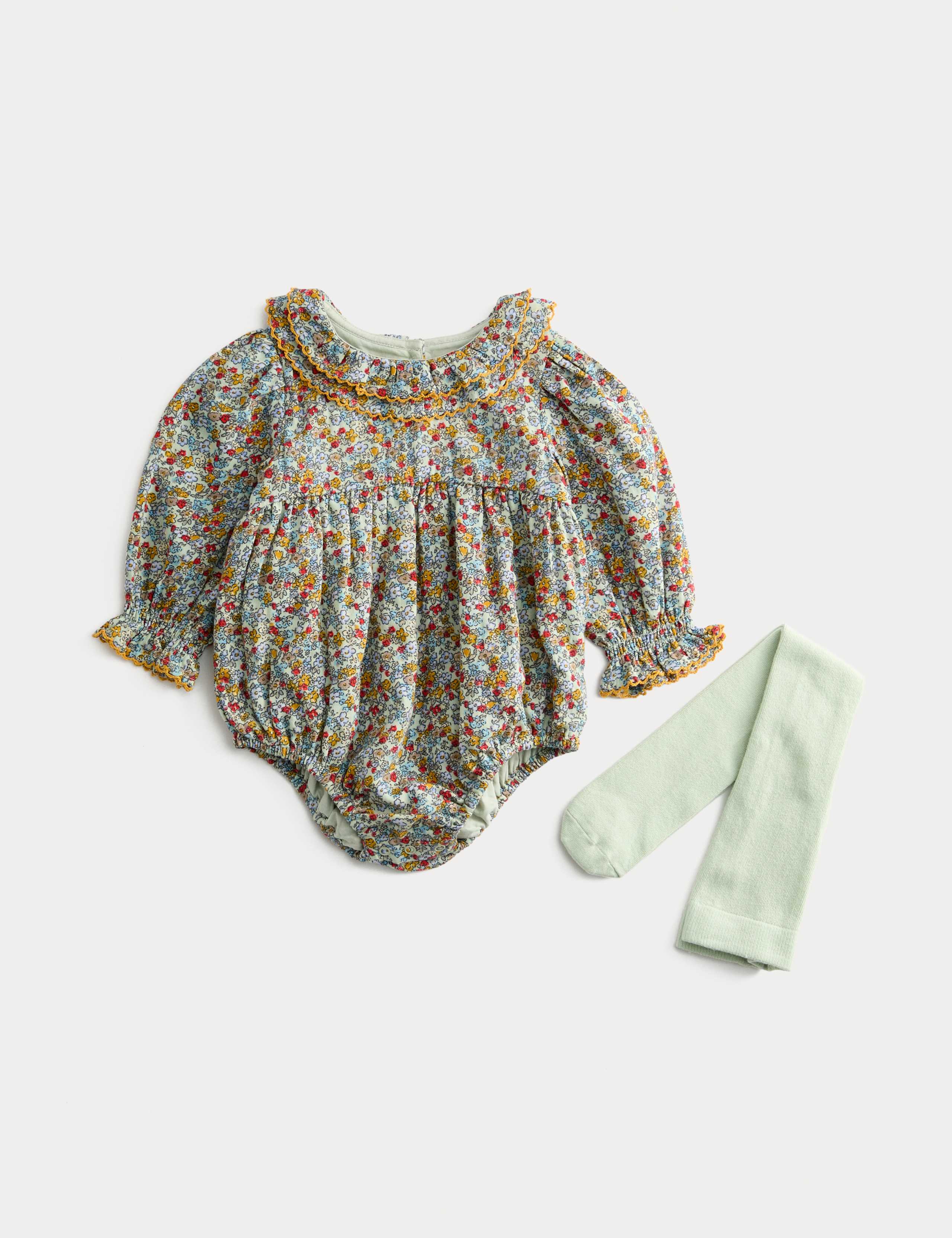 2pc Ditsy Print Bodysuit & Tights Outfit (0-3 Yrs)