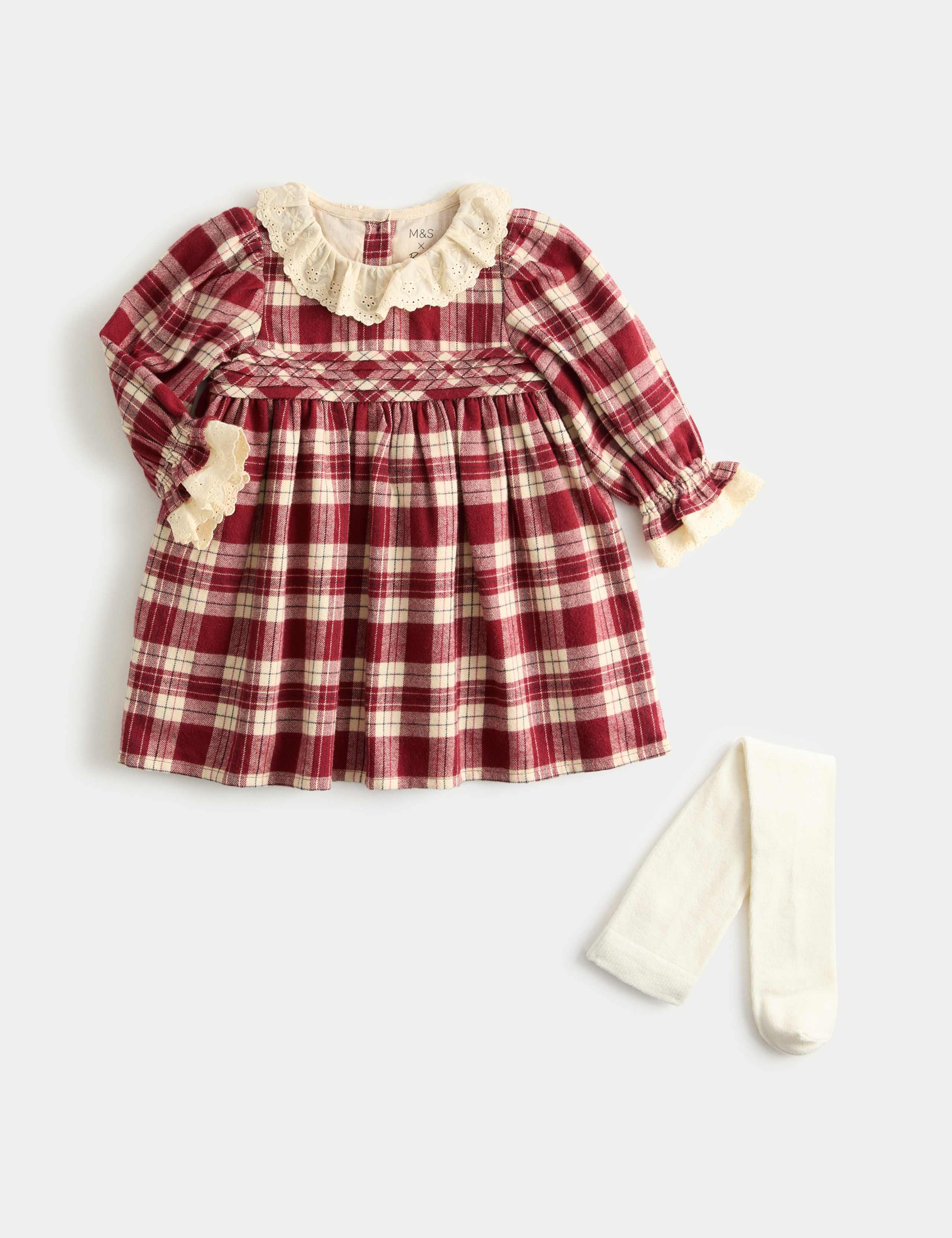 2pc Checked Dress & Tights Set (0-3 Yrs)
