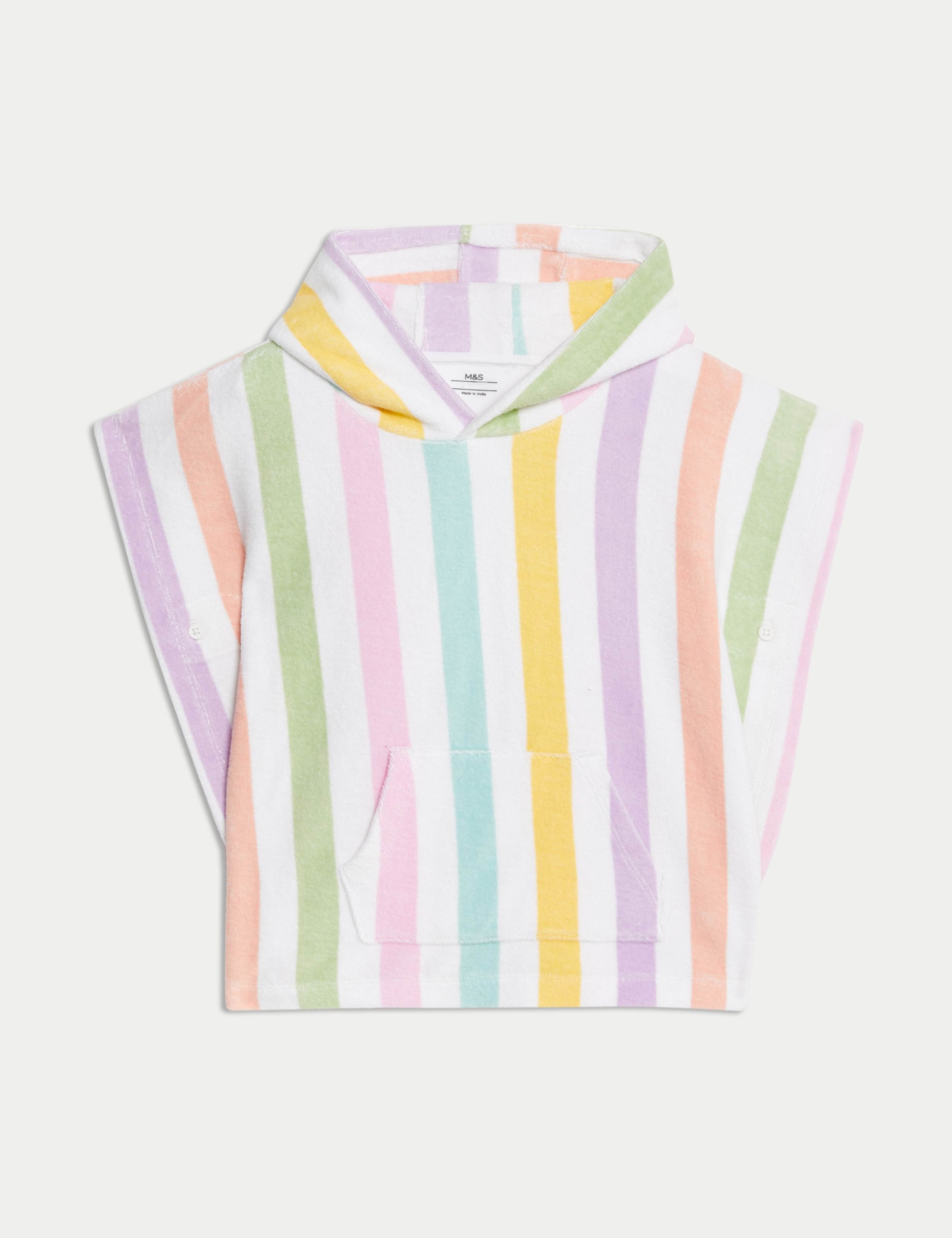 Pure Cotton Towelling Striped Poncho (0-36 Mths)