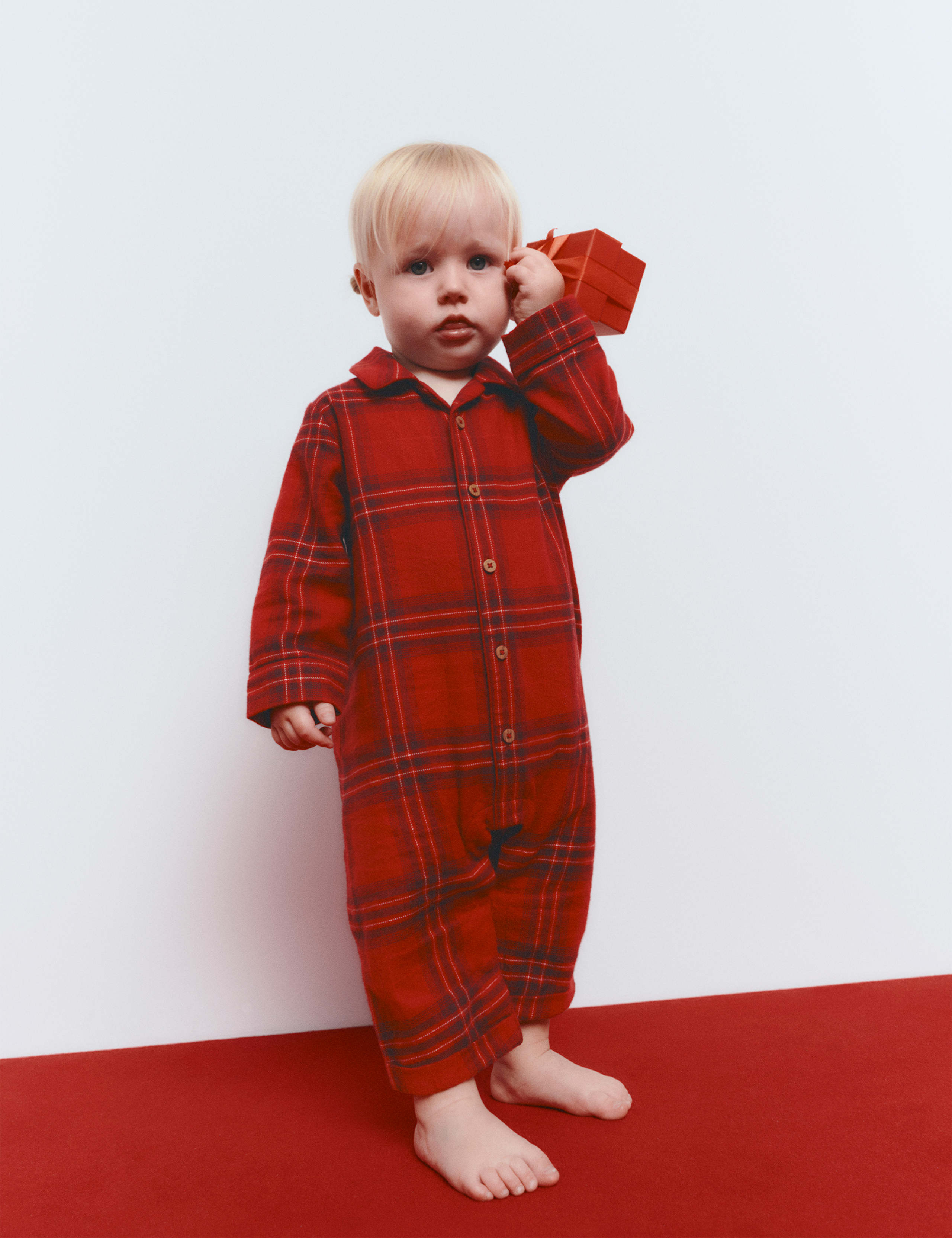 Pure Cotton Christmas Checked Romper