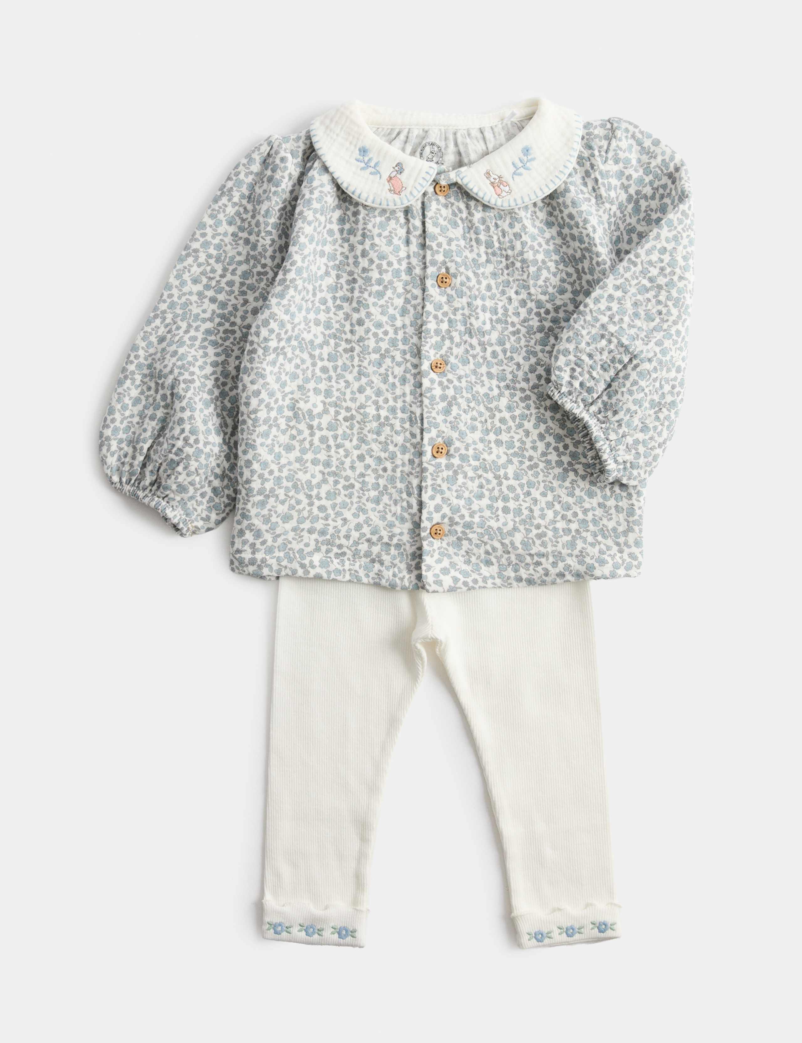 Pure Cotton Peter Rabbit™ Floral Outfit (1-3 Yrs)