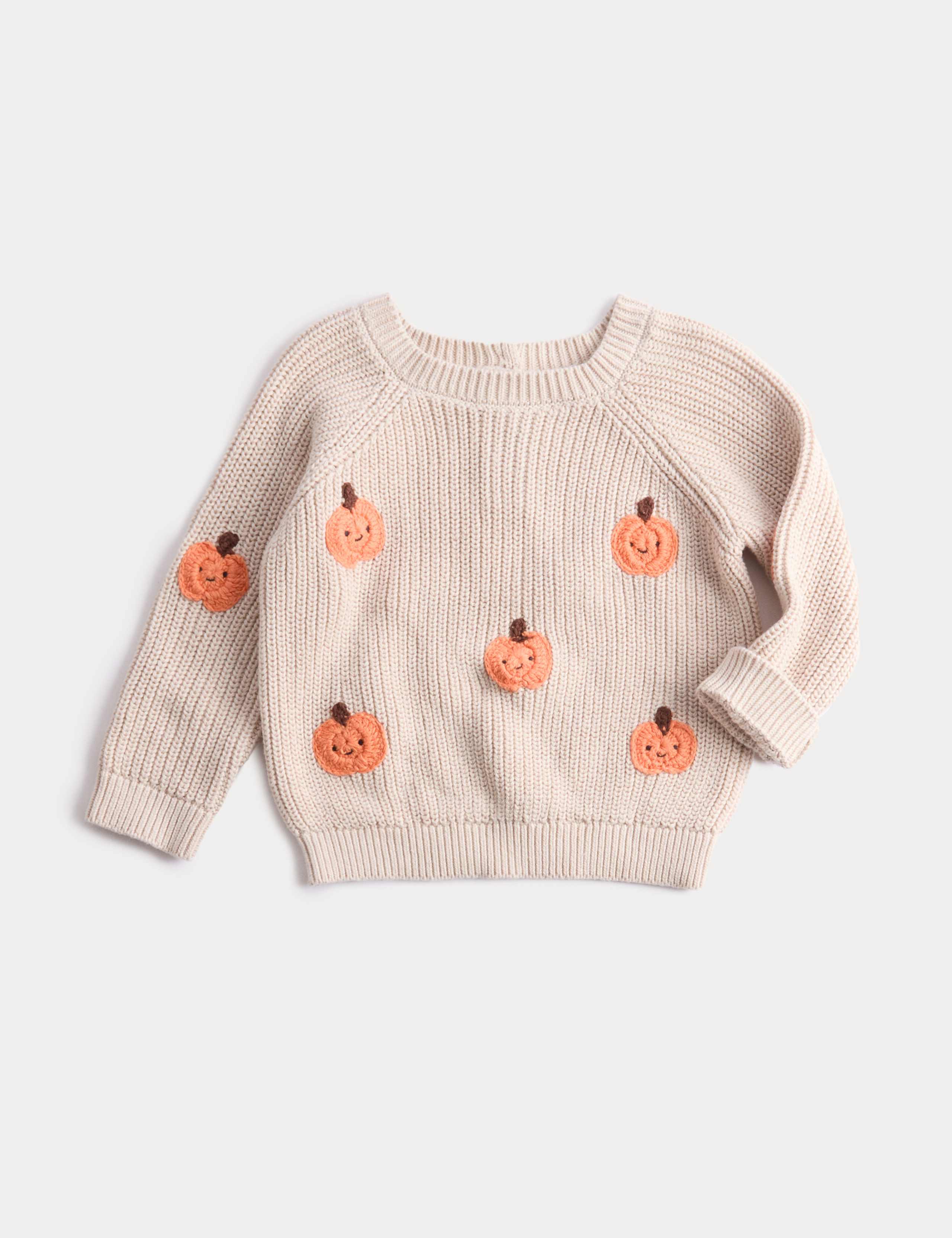 Pure Cotton Pumpkin Knitted Jumper (0-6 Yrs)