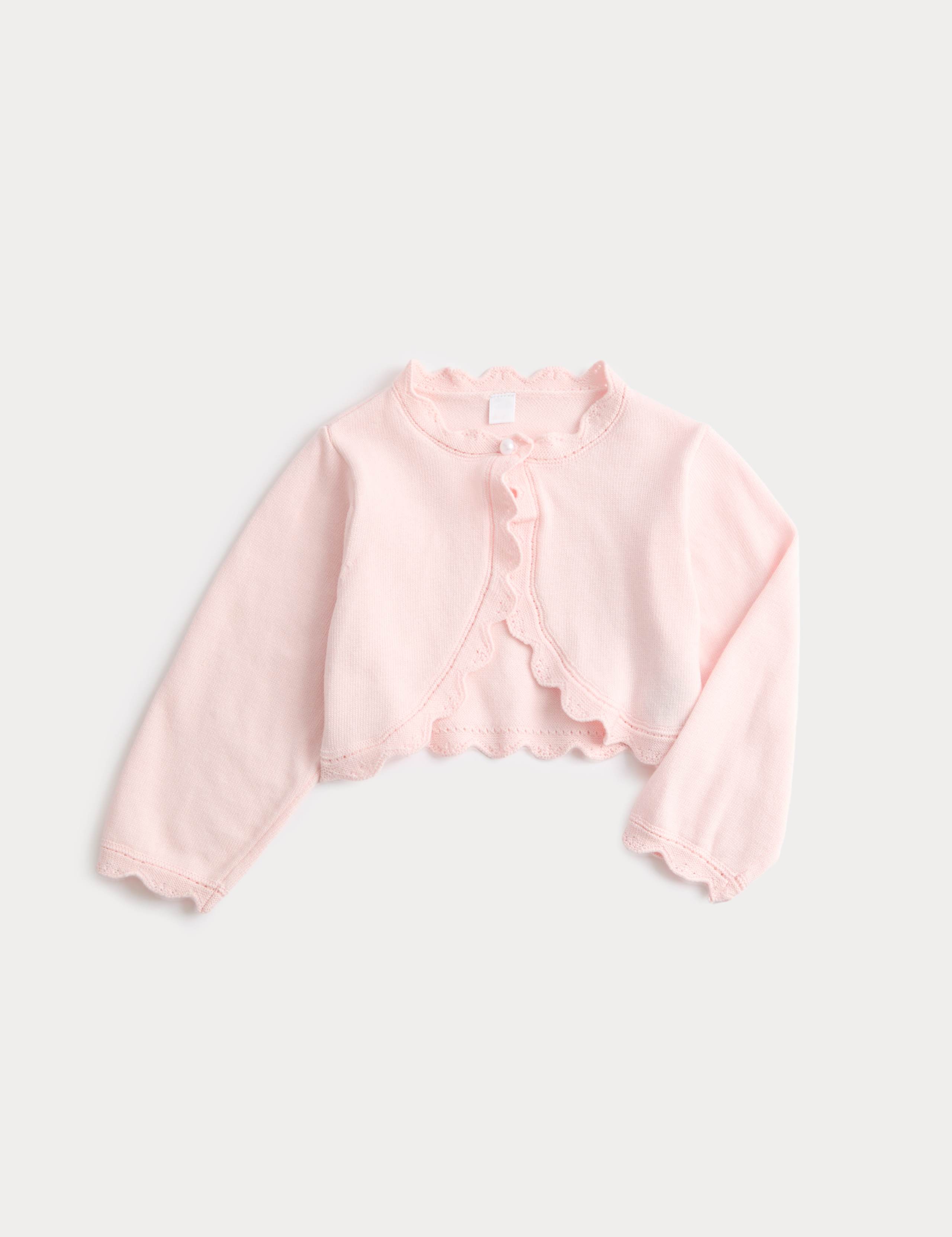 Pure Cotton Scallop Edge Cardigan (0-3 Years)