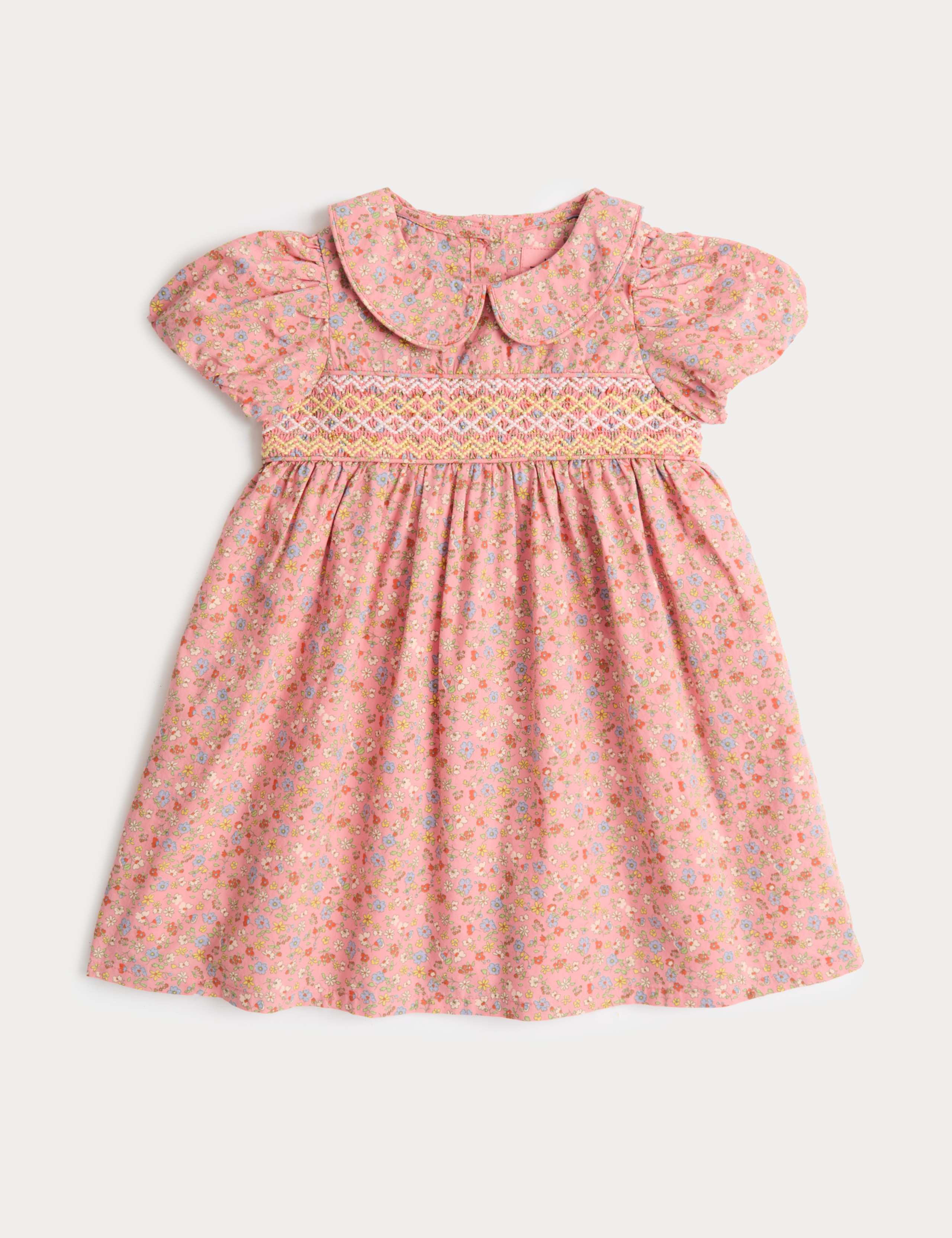 Pure Cotton Floral Smock Dress (0-3 Years)