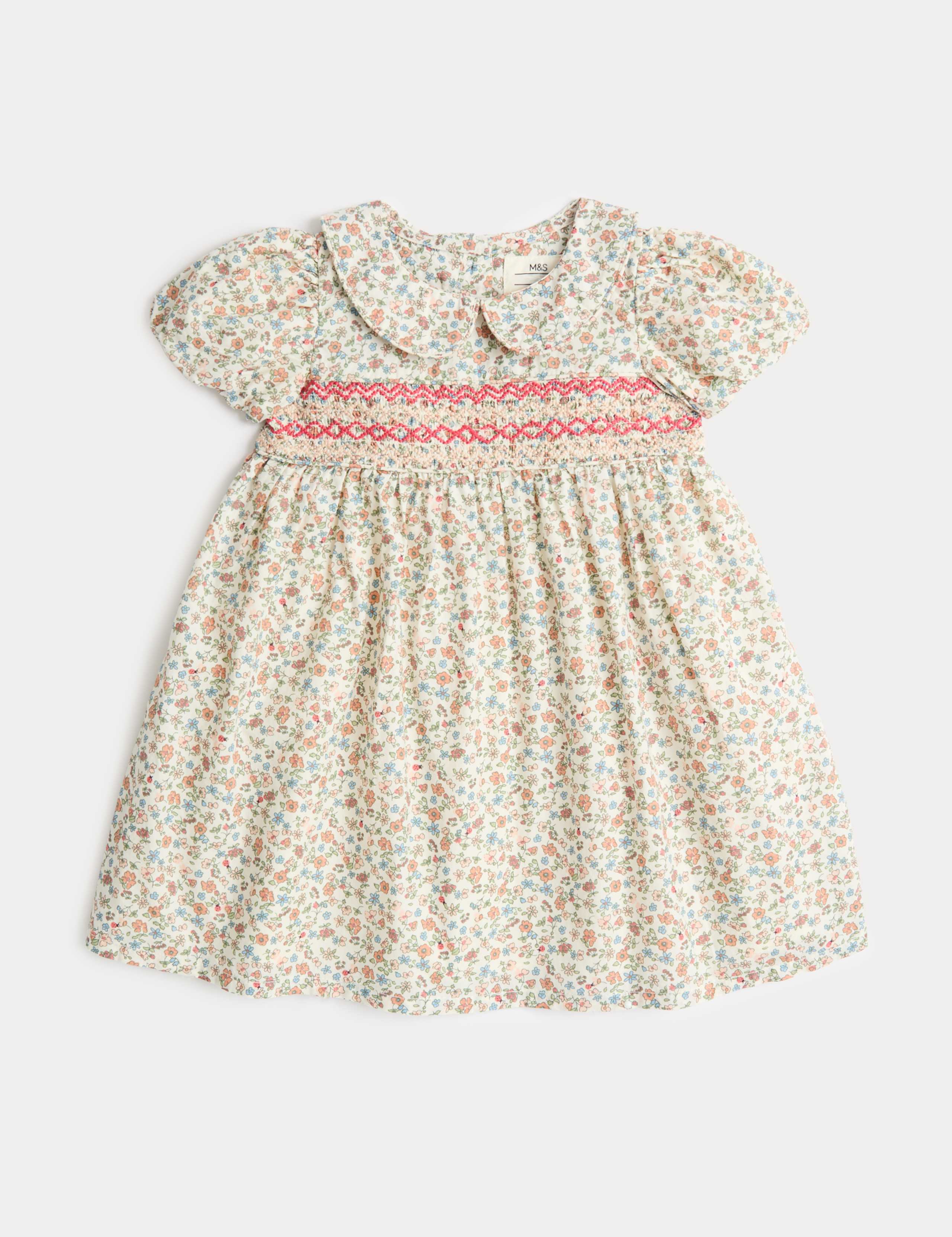 Pure Cotton Floral Smock Dress (0-3 Years)