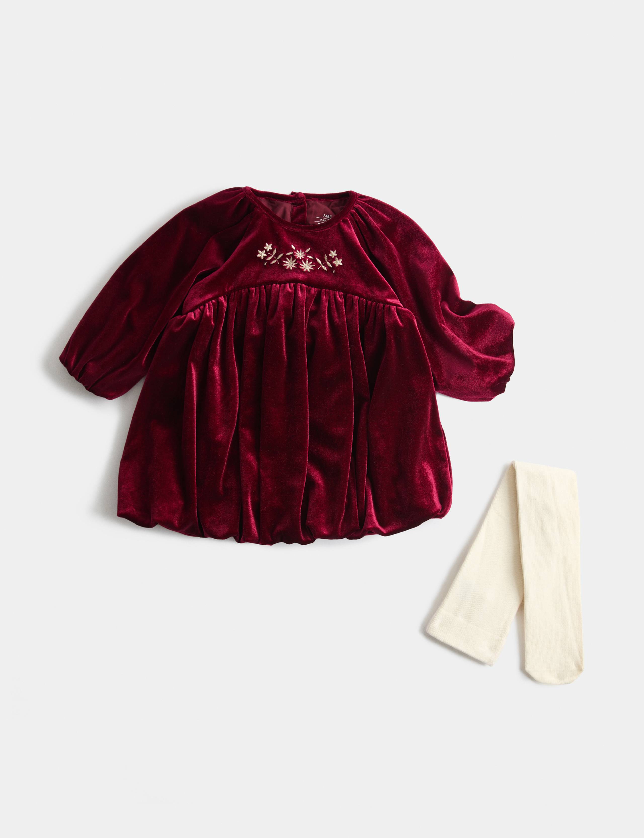 Puff Sleeve Velvet Dress (0-5 Yrs)