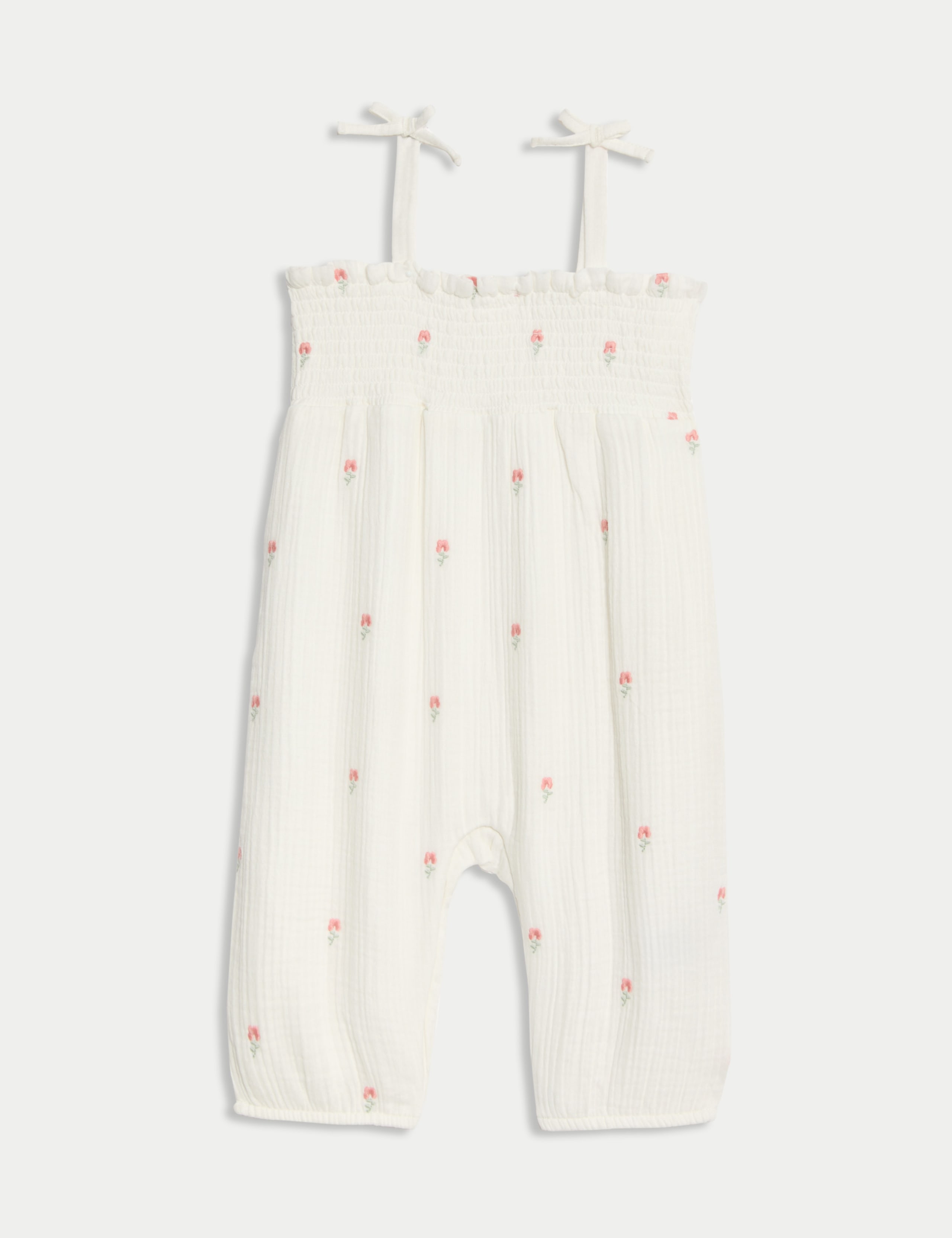 Pure Cotton Floral Romper with Bow Straps (0 Mths-3 Yrs)