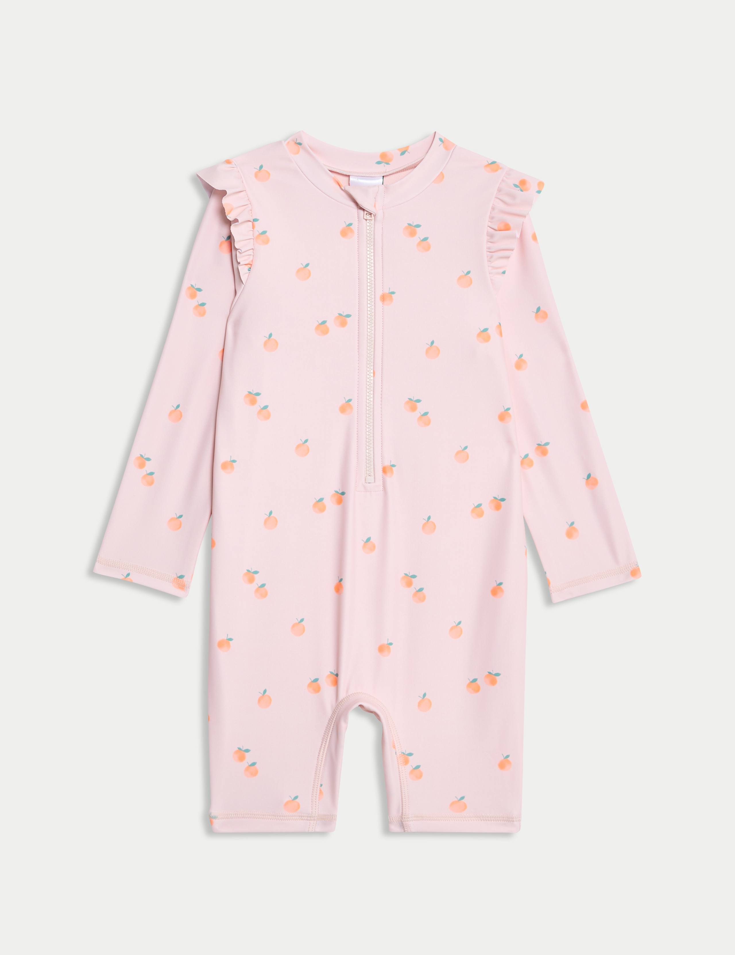 Peach Print All in One Swimsuit (0-3 Yrs)