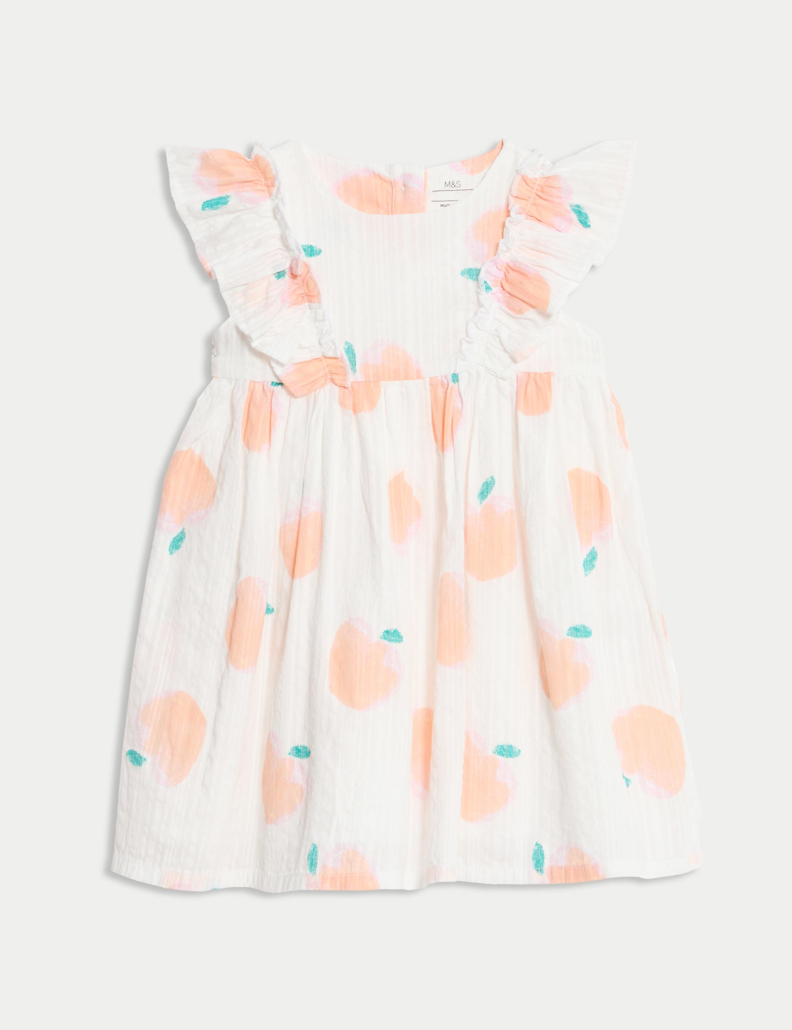 Pure Cotton Seersucker Peach Dress (0-3 Yrs)