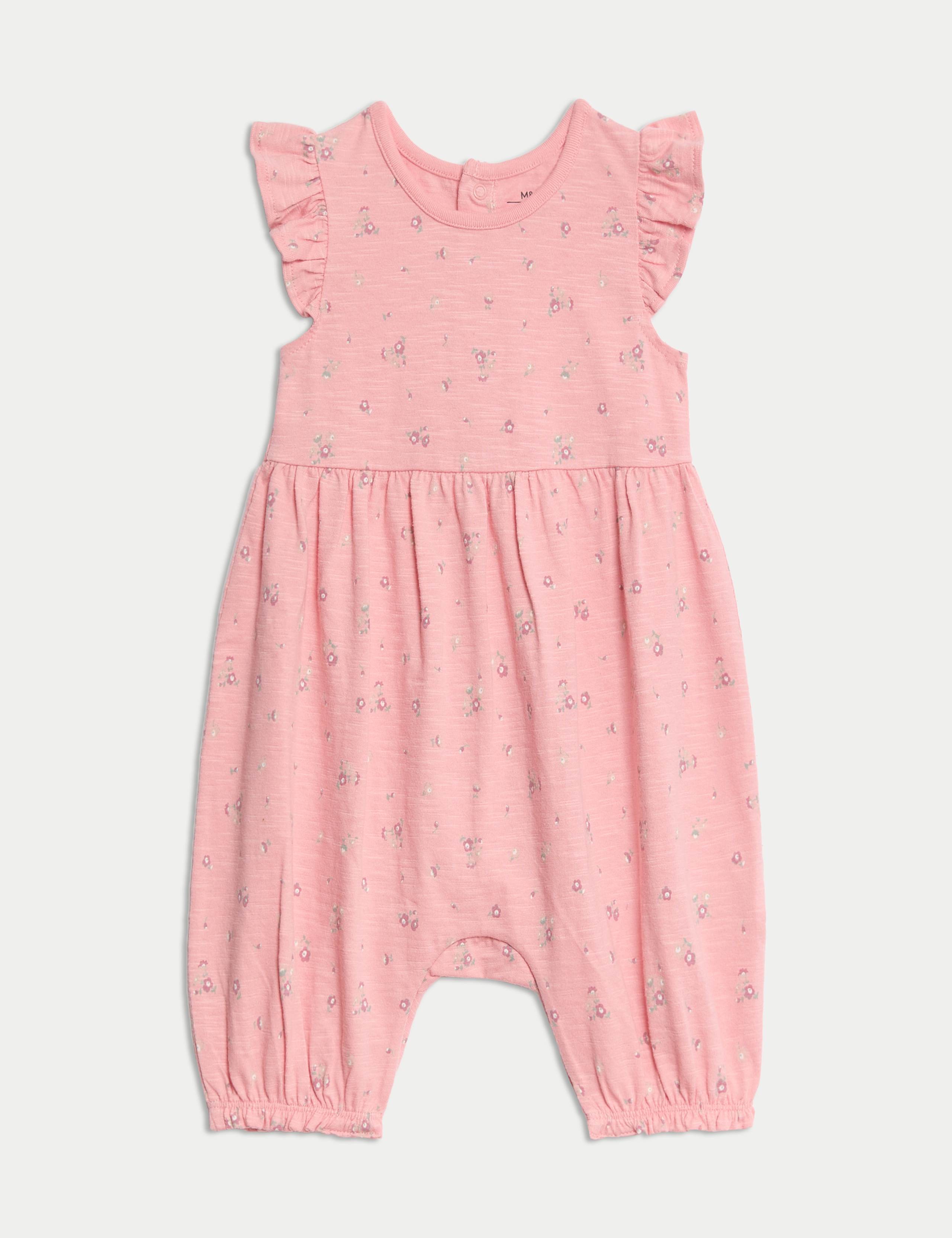 Pure Cotton Ditsy Floral Frill Romper (0-3 Yrs)