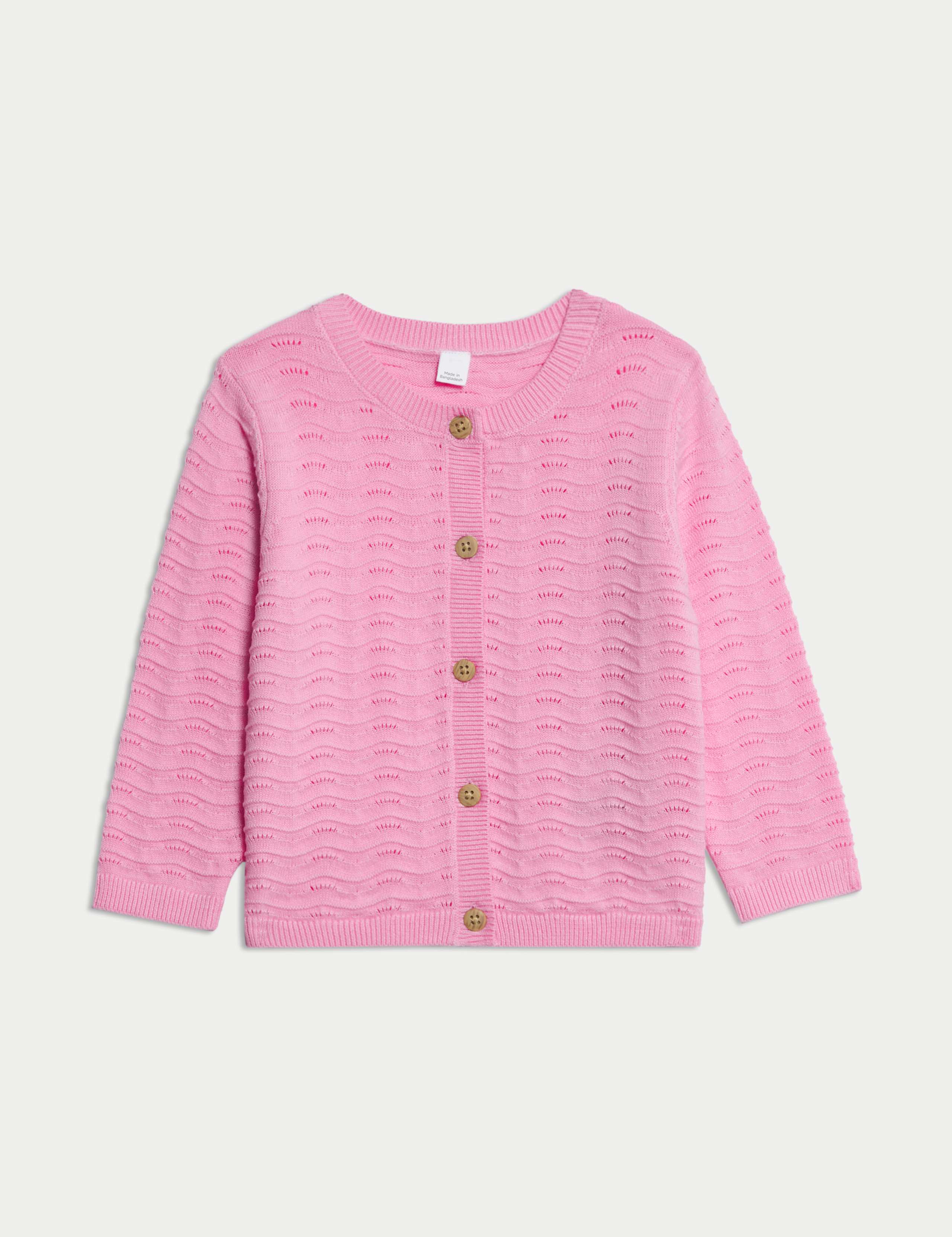 Pure Cotton Pointelle Cardigan (0-3 Yrs)