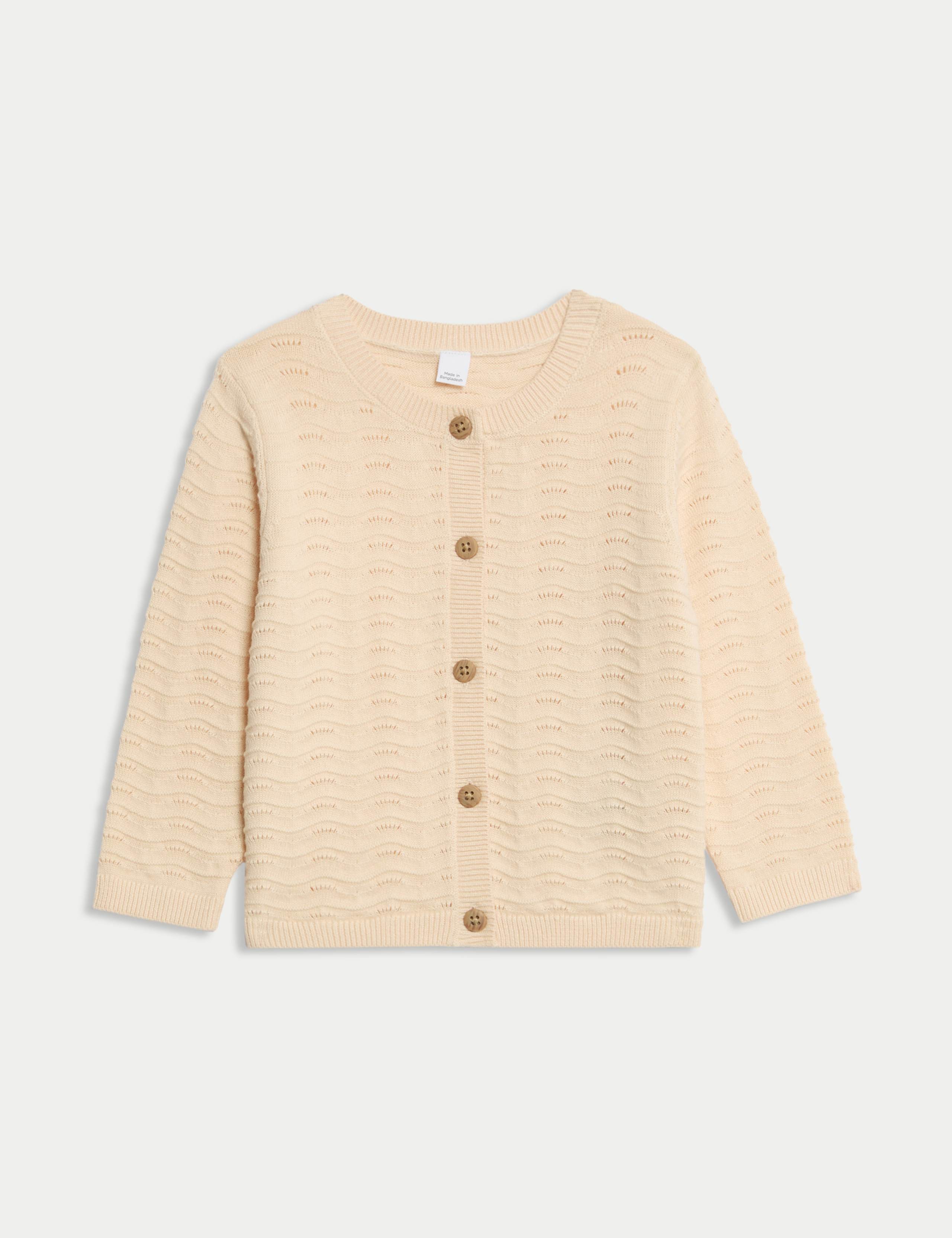 Pure Cotton Pointelle Cardigan (0-3 Yrs)