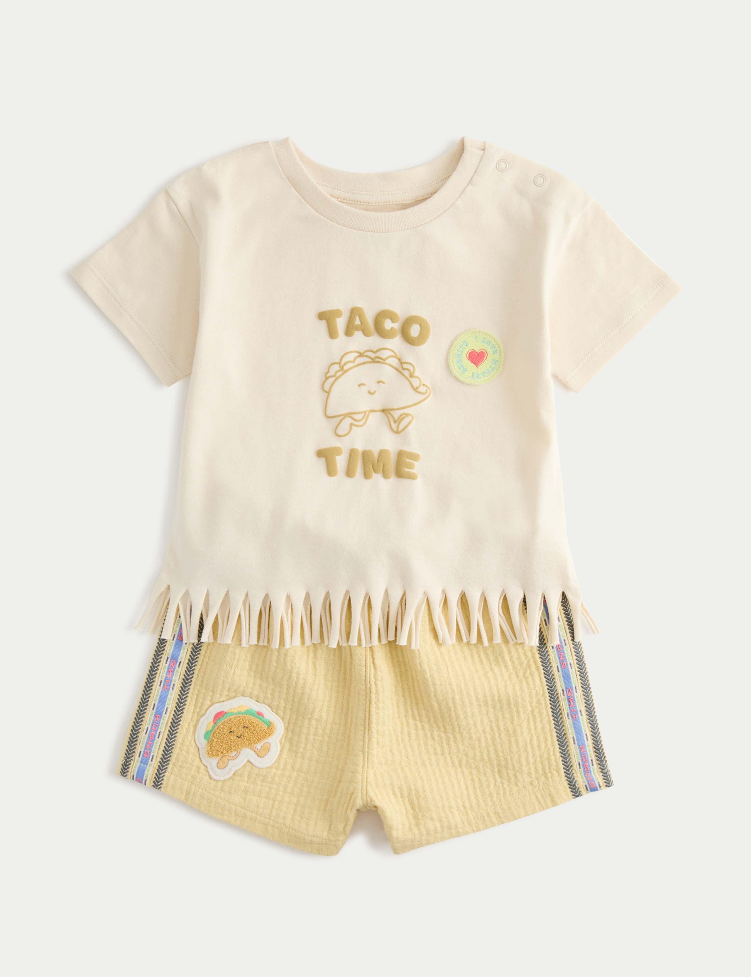 Pure Cotton Taco Fringe T-shirt and Shorts (0-5 Yrs)