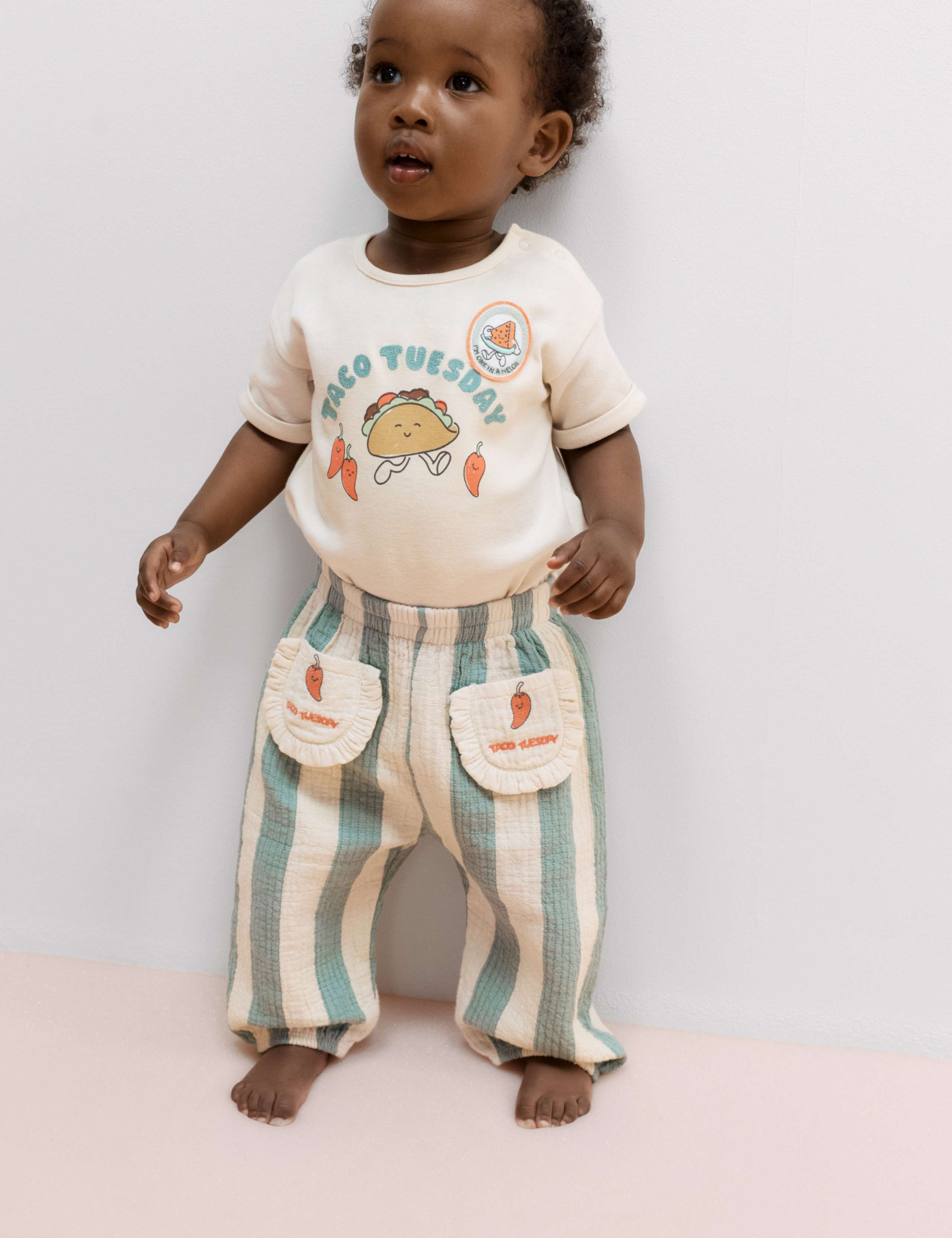 Pure Cotton Striped Taco Tuesday Trousers (0-5 Years)