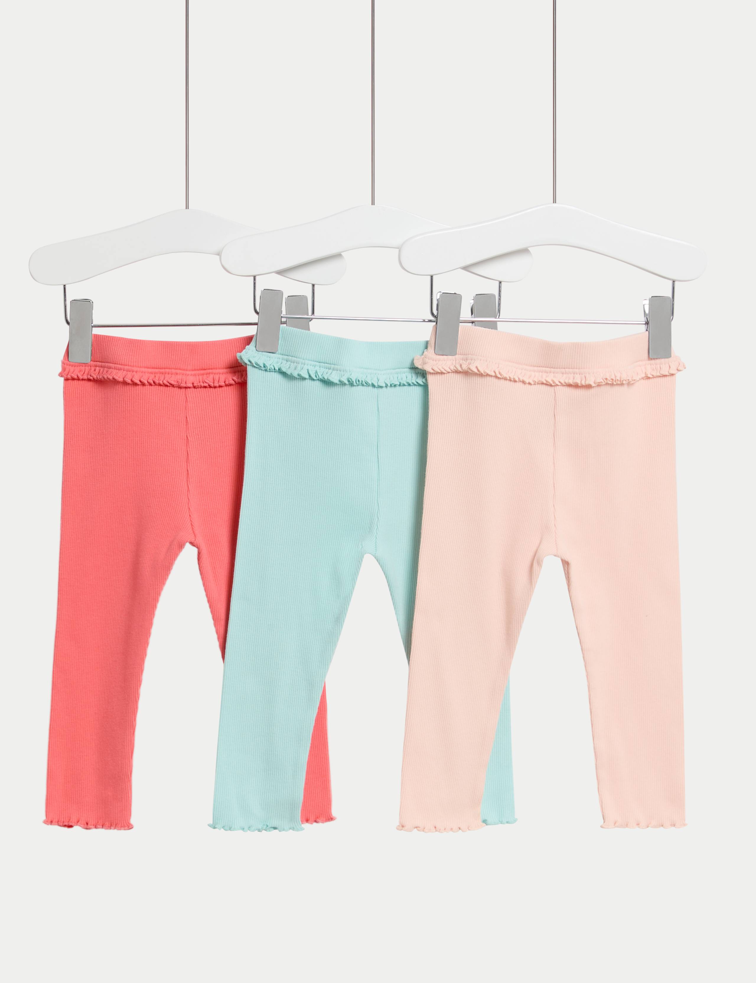 3pk Cotton Rich Ribbed Leggings (0-3 Yrs)