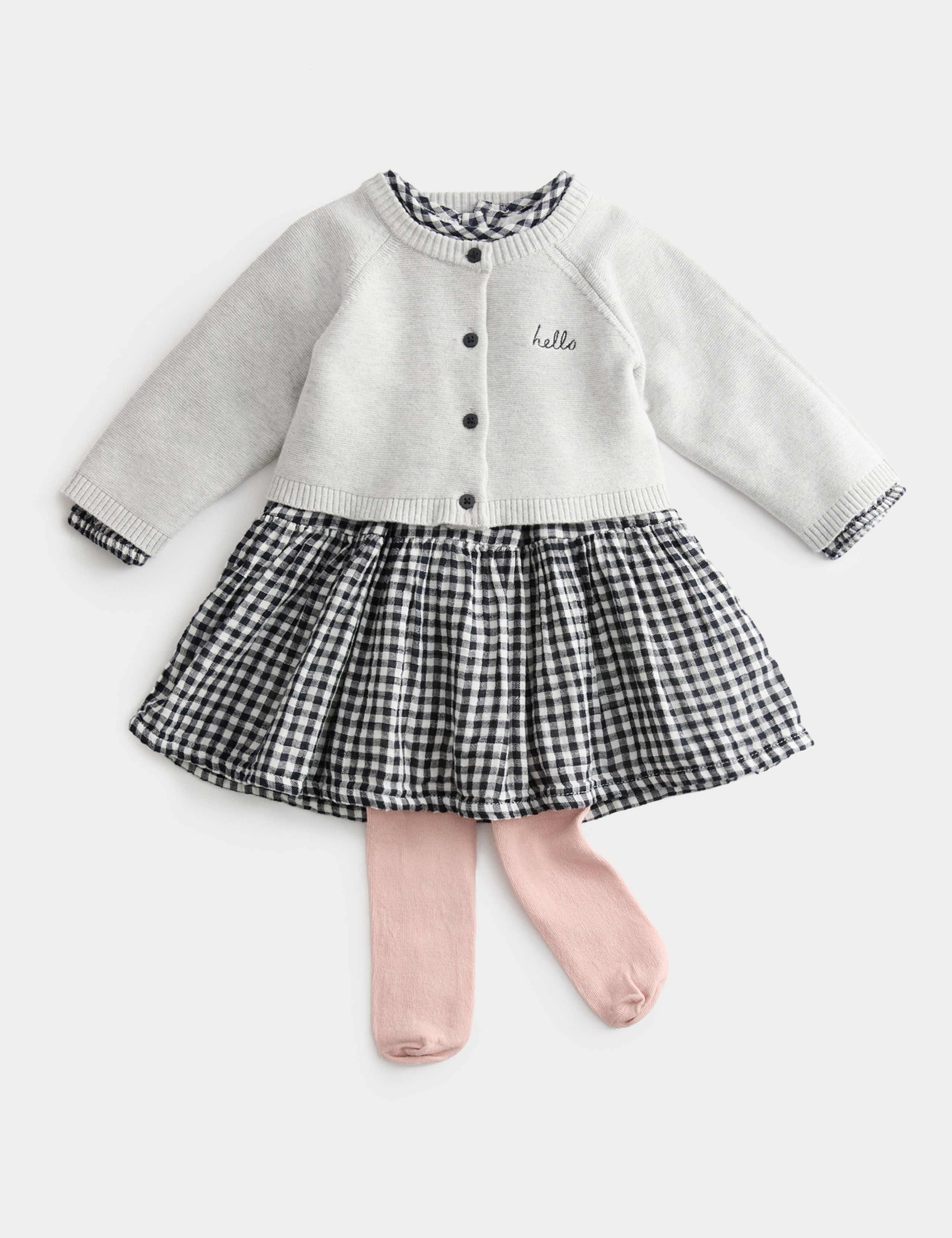 3pc Pure Cotton Dress & Cardigan Outfit (0-6 Yrs)