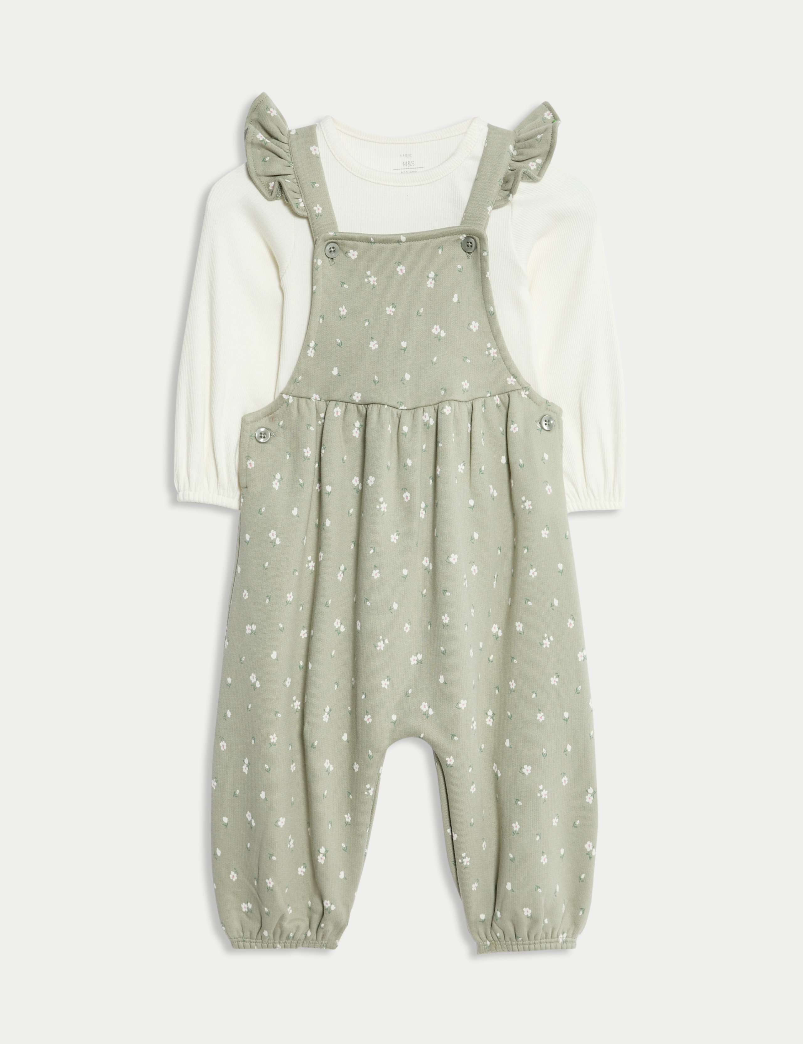 2pc Cotton Rich Patterned Dungaree Outfit (0 Mths - 3 Yrs)