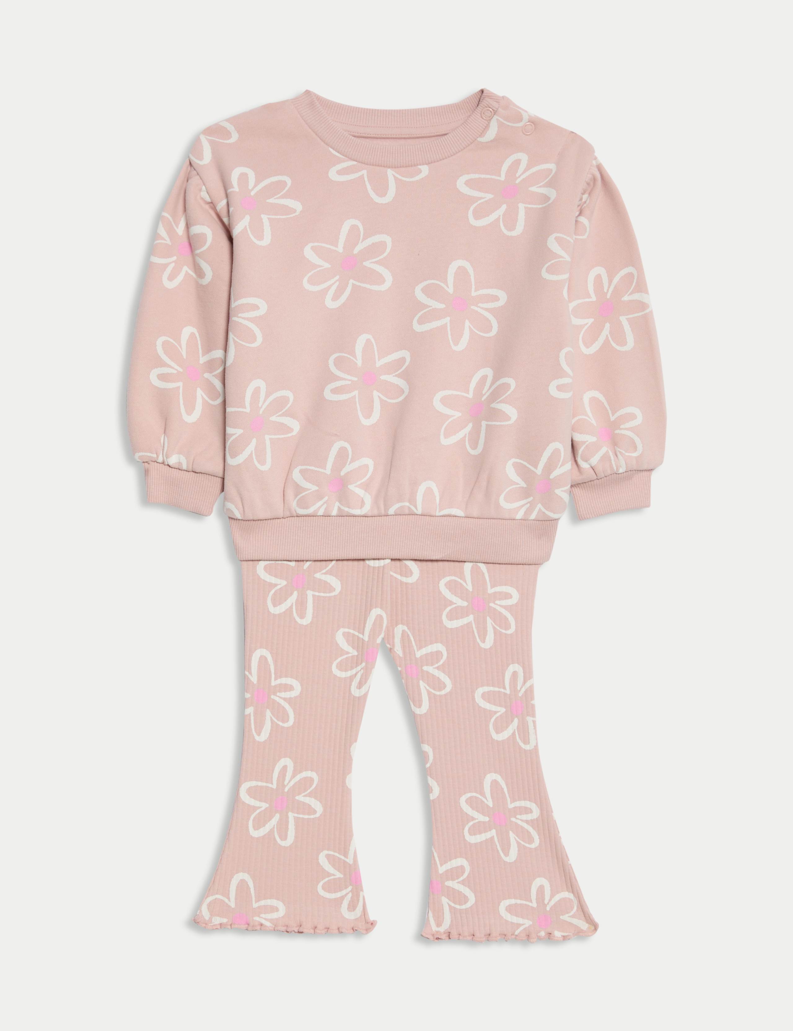2pc Cotton Rich Floral Top & Bottom Outfit (0-6 Yrs)